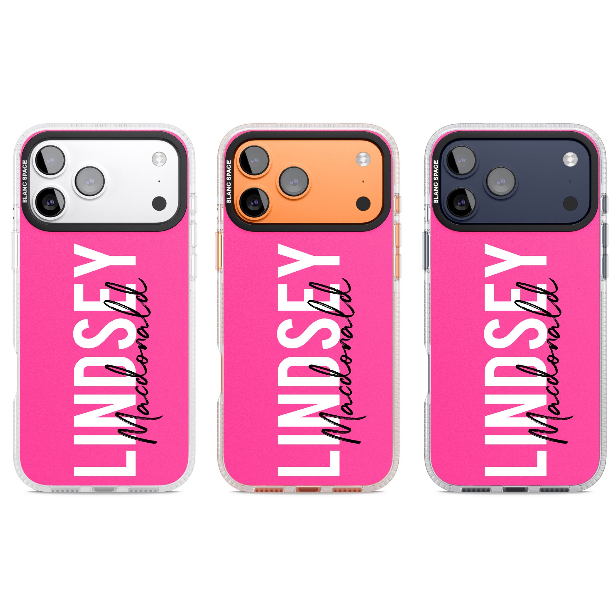 Personalised Bold Name: Pink iPhone 17 Pro Impact Air Clear Phone Case APT Impact Protection