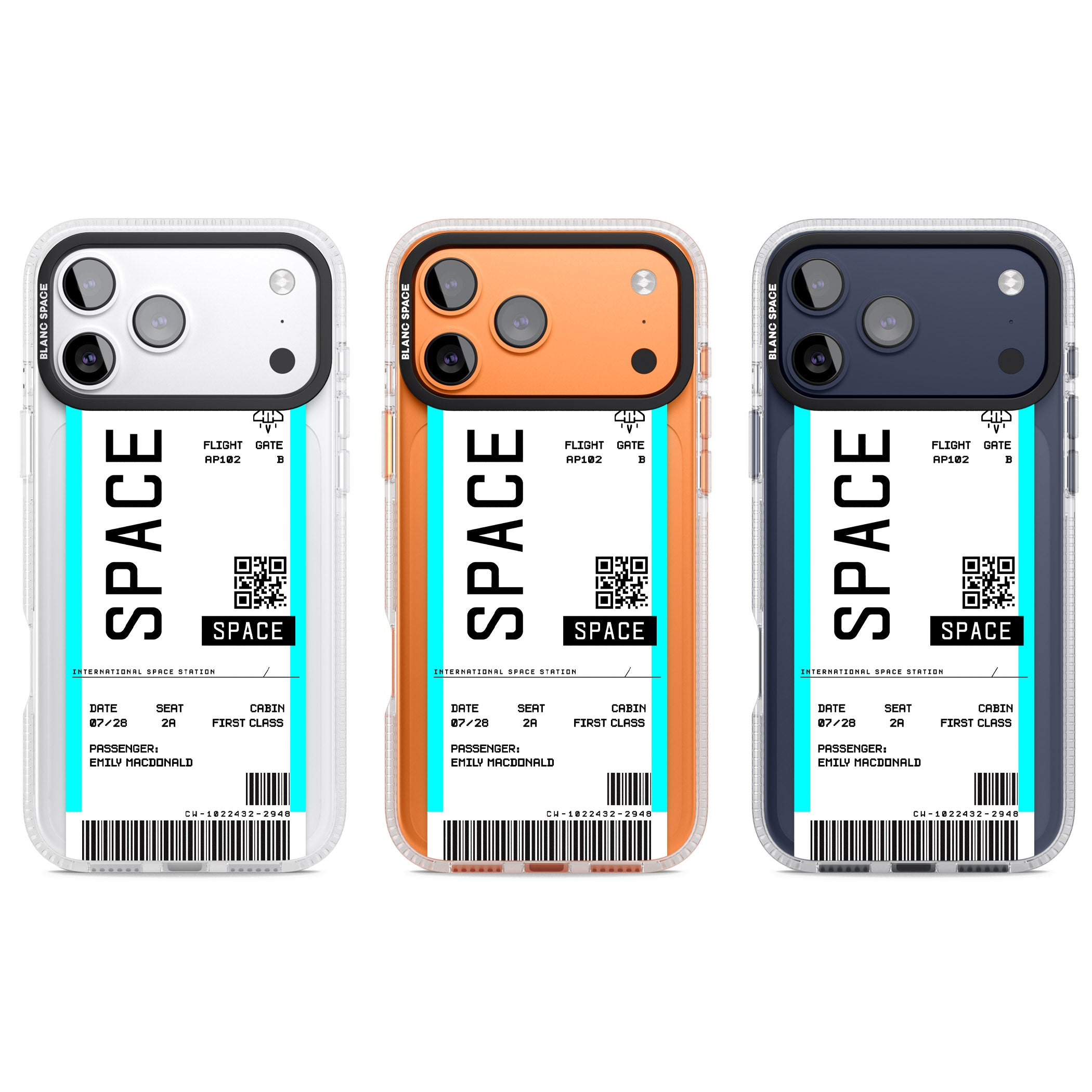 Personalised Space Travel Ticket iPhone 17 Pro Impact Air Clear Phone Case APT Impact Protection