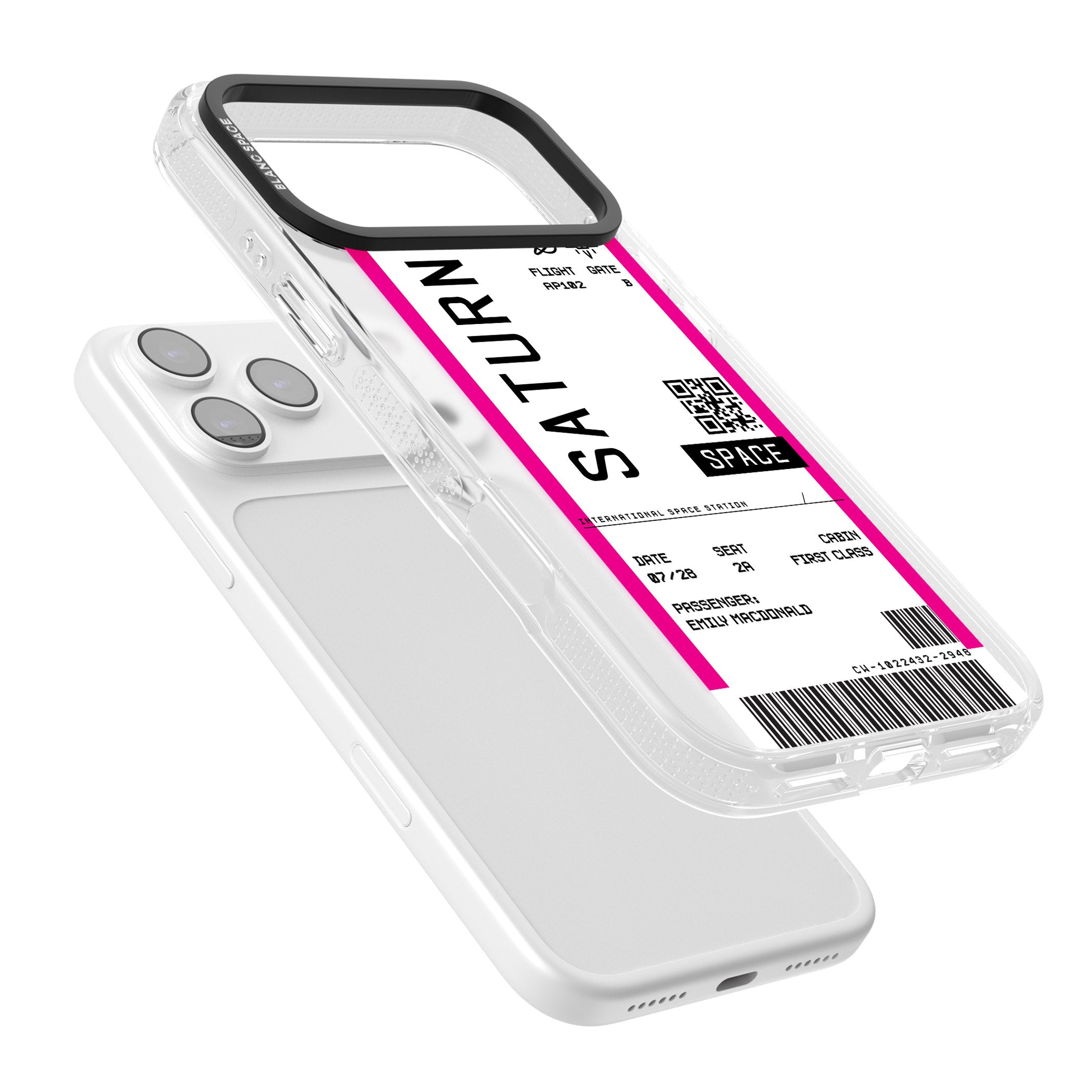 Personalised Saturn Travel Ticket iPhone 17 Pro Impact Air Clear Phone Case Colours