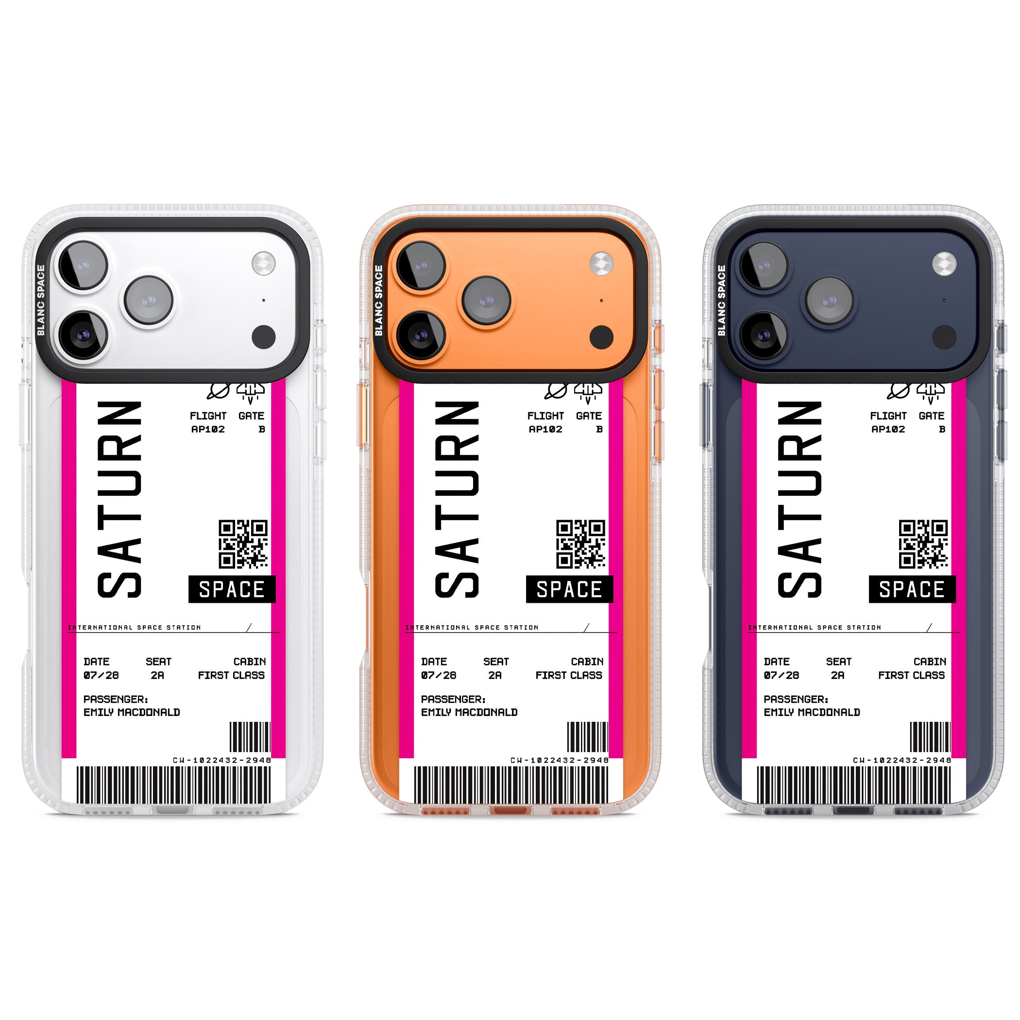 Personalised Saturn Travel Ticket iPhone 17 Pro Impact Air Clear Phone Case APT Impact Protection