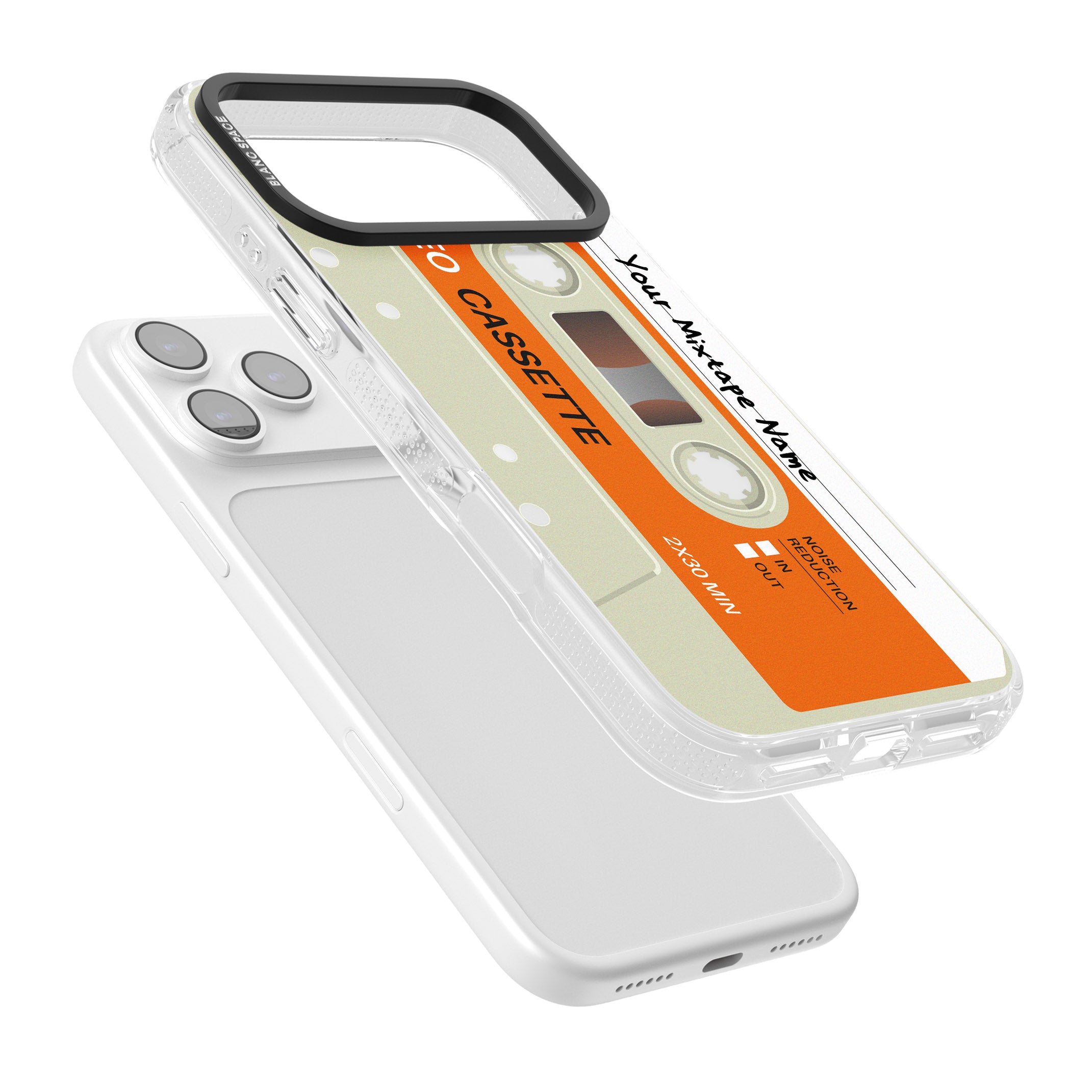 Personalised Retro Cassette Classic iPhone 17 Pro Impact Air Clear Phone Case Colours
