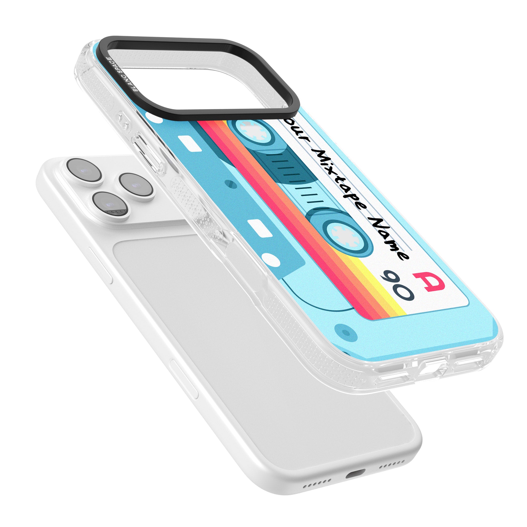 Personalised Retro Mixtape Sporty iPhone 17 Pro Impact Air Clear Phone Case Colours