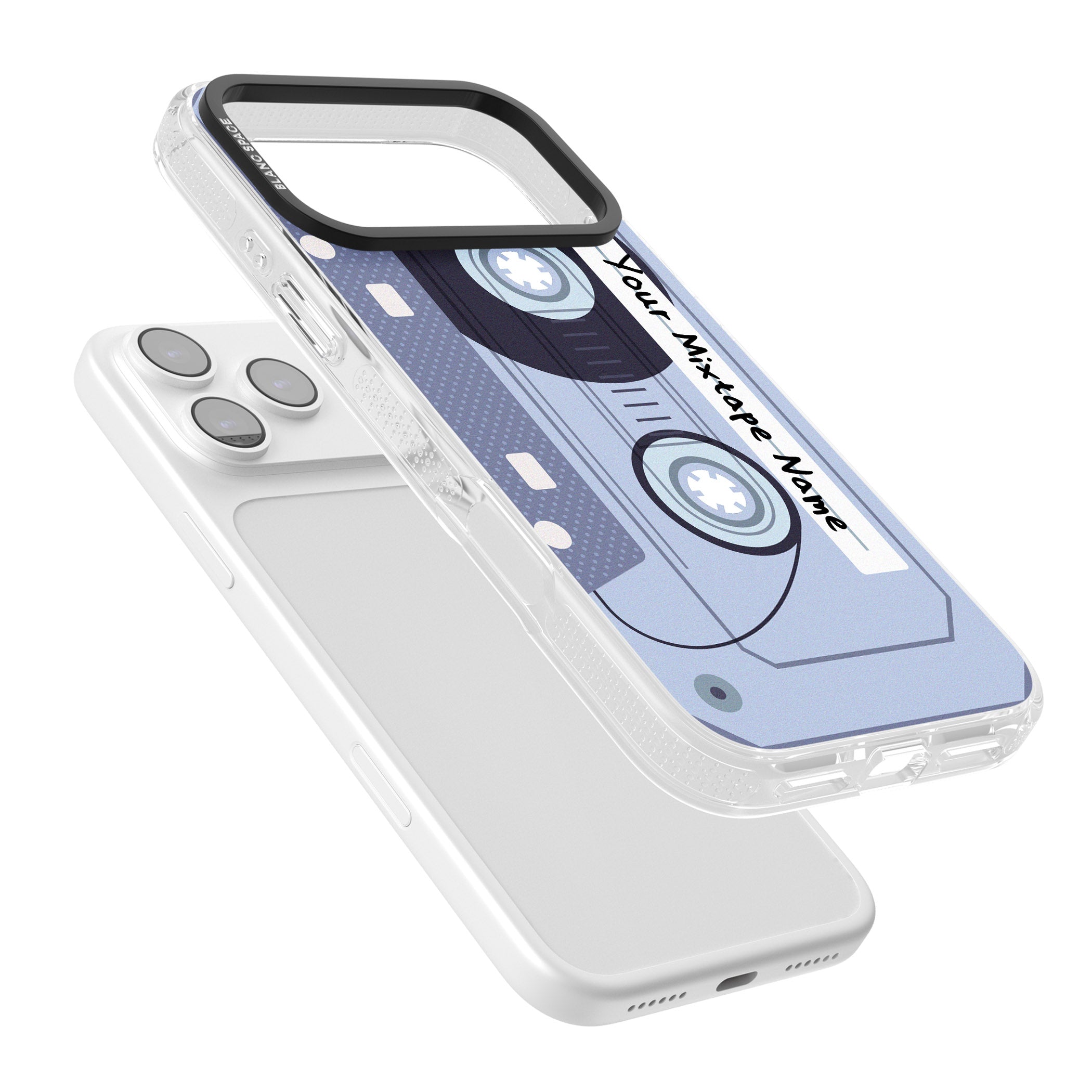 Personalised Retro Mixtape Industrial iPhone 17 Pro Impact Air Clear Phone Case Colours