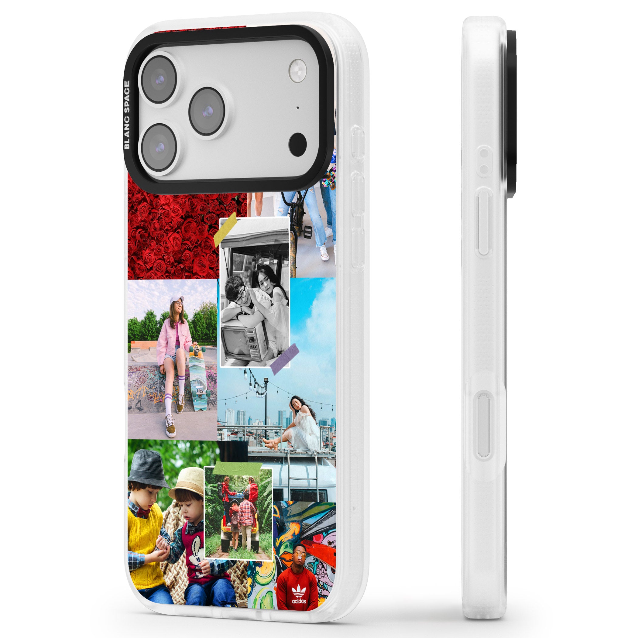Personalised Photo Collage iPhone 17 Pro Impact Air Clear Phone Case Side Profile