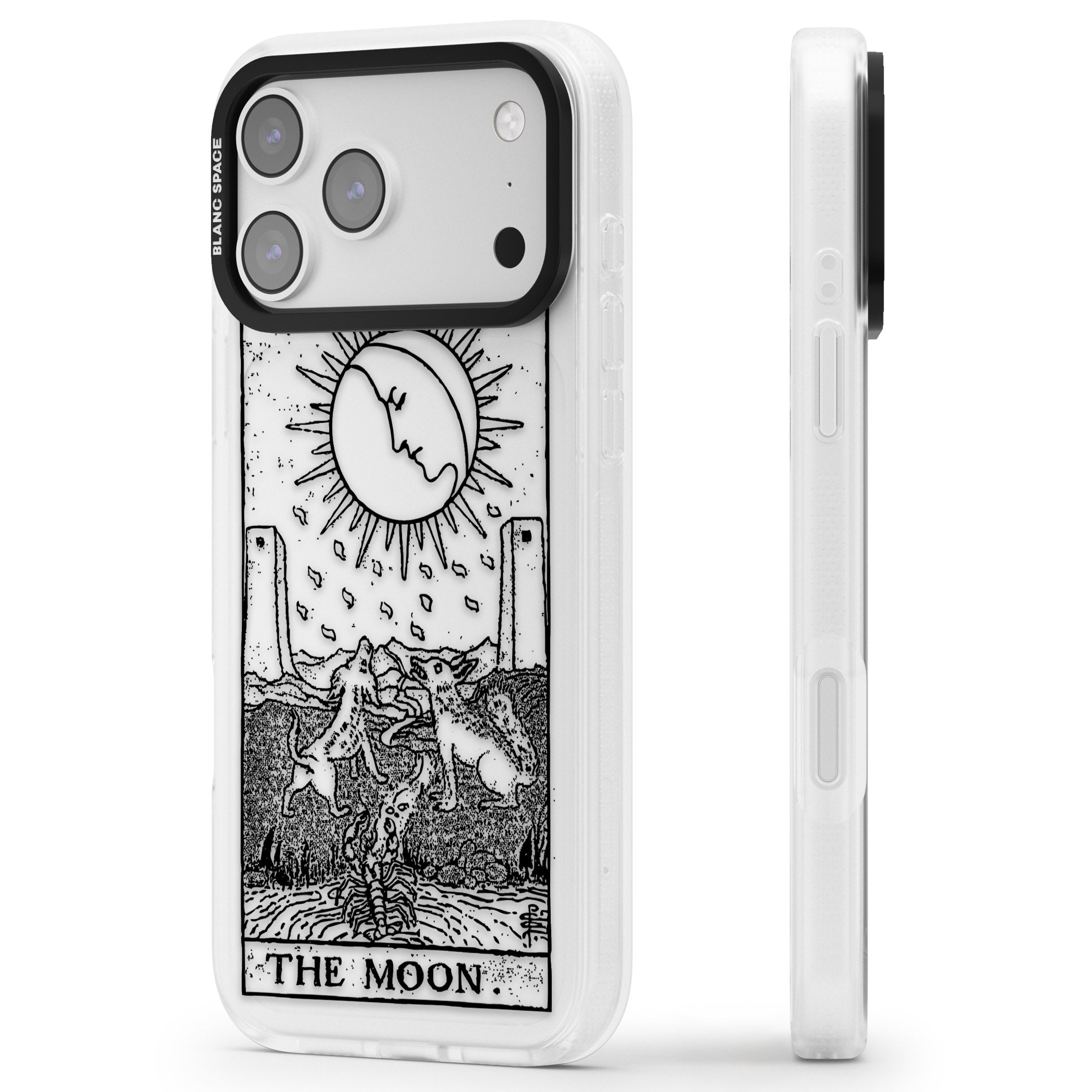 Personalised The Moon Tarot Card (Clear) iPhone 17 Pro Impact Air Clear Phone Case Side Profile