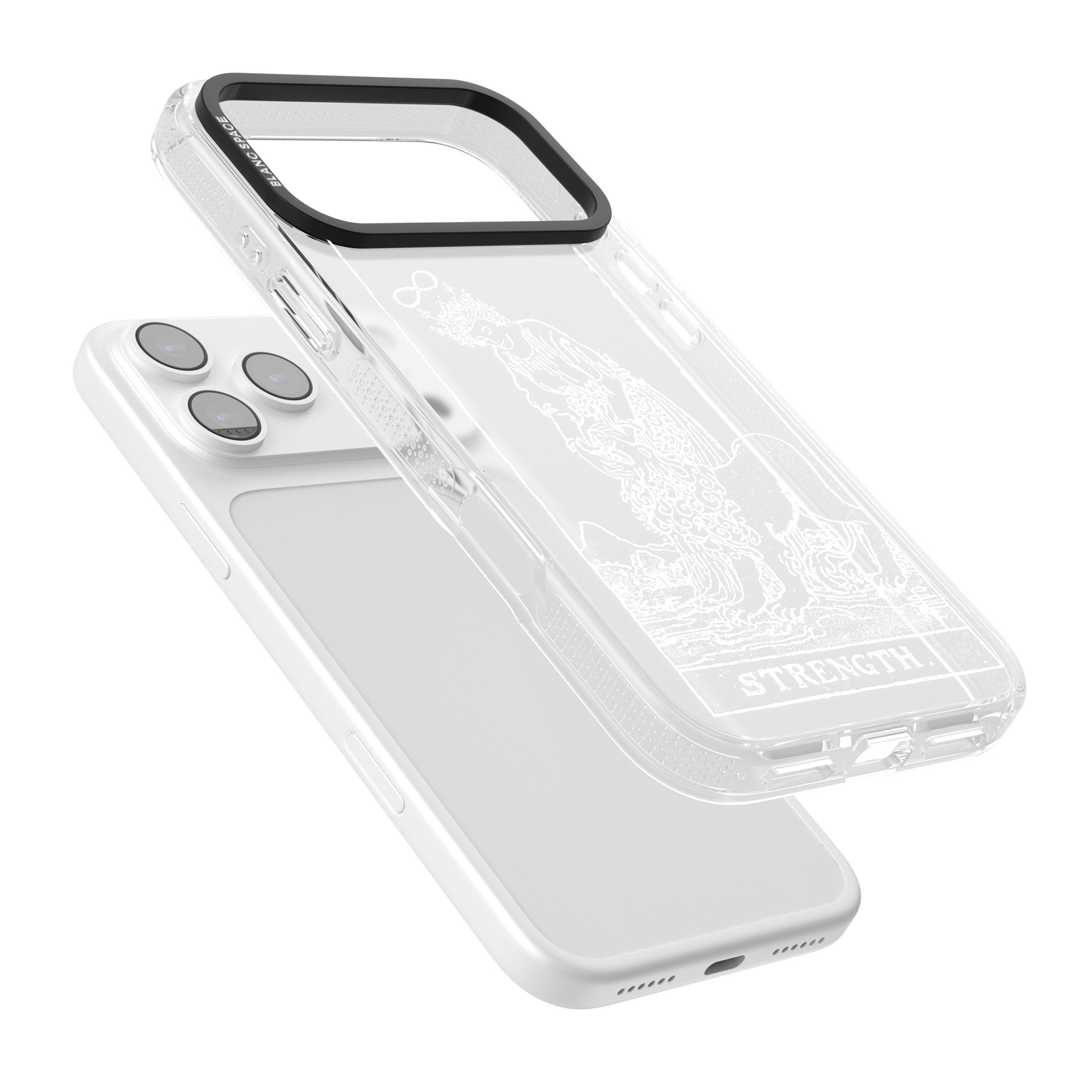 Personalised Strength Tarot Card (White) iPhone 17 Pro Impact Air Clear Phone Case Colours