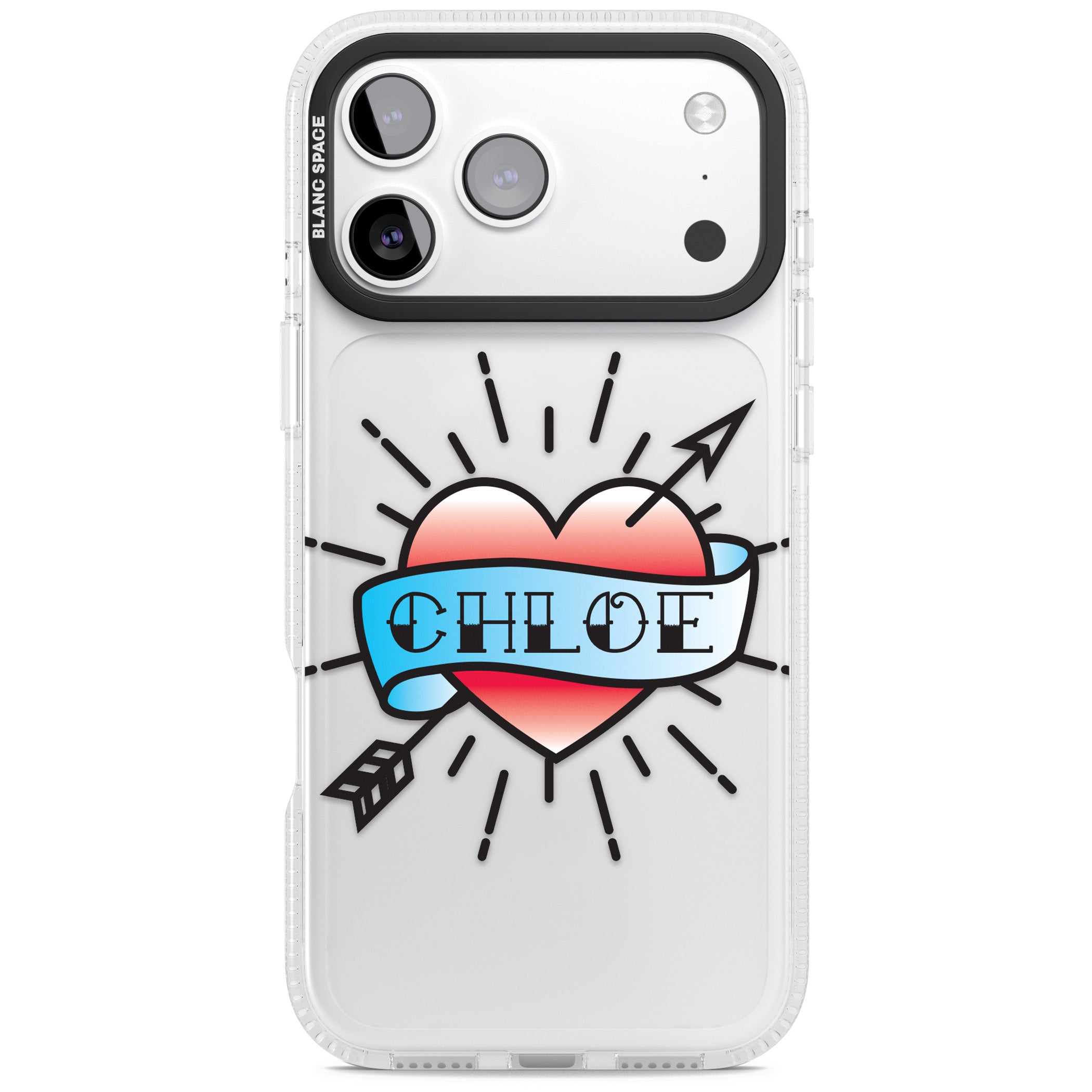 Personalised Heart Tattoo iPhone 17 Pro Impact Air Clear Phone Case