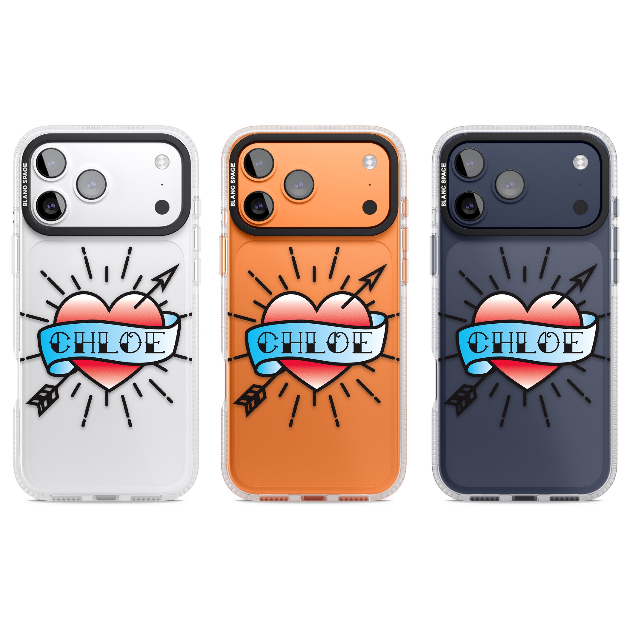 Personalised Heart Tattoo iPhone 17 Pro Impact Air Clear Phone Case APT Impact Protection