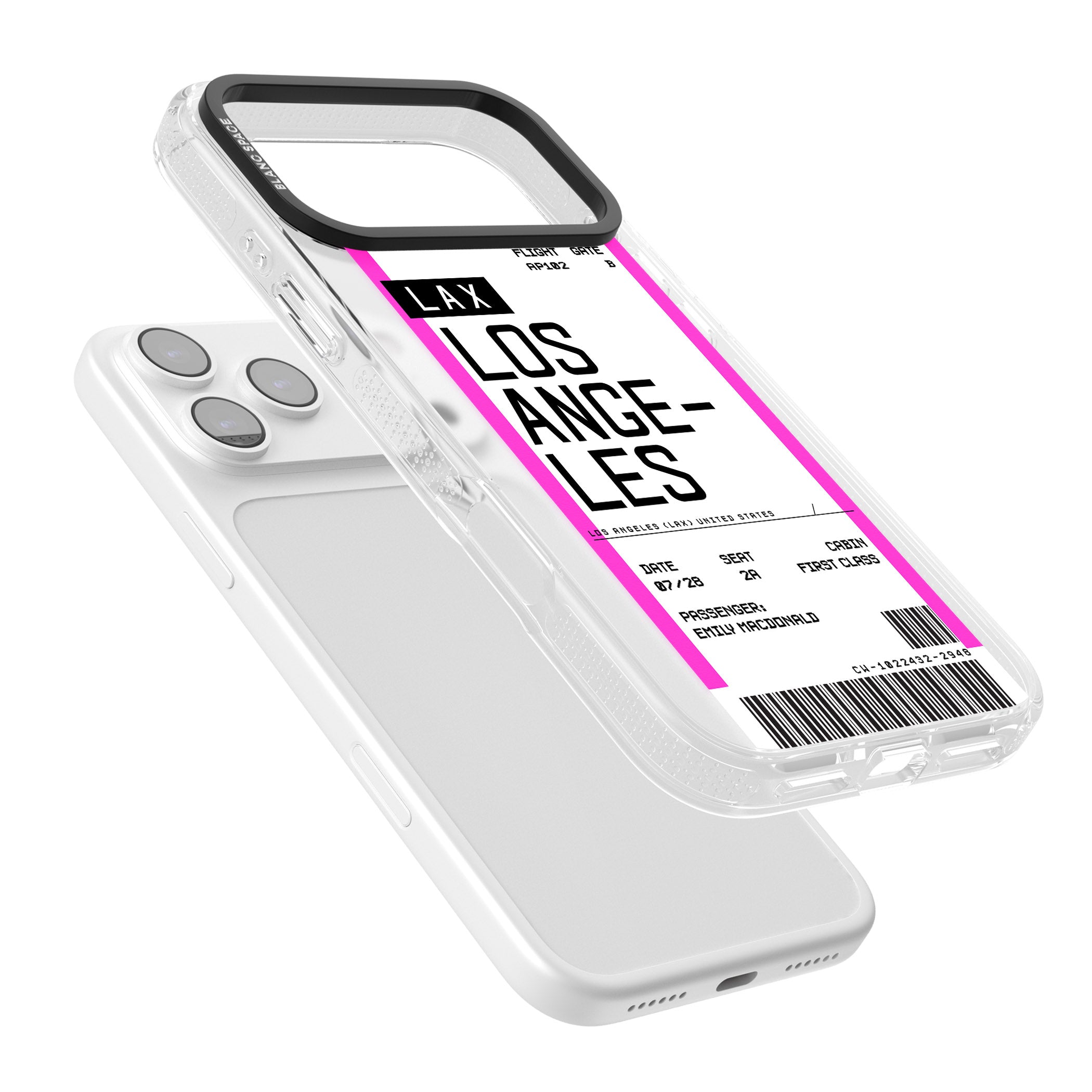 Personalised Los Angeles Boarding Pass iPhone 17 Pro Impact Air Clear Phone Case Colours