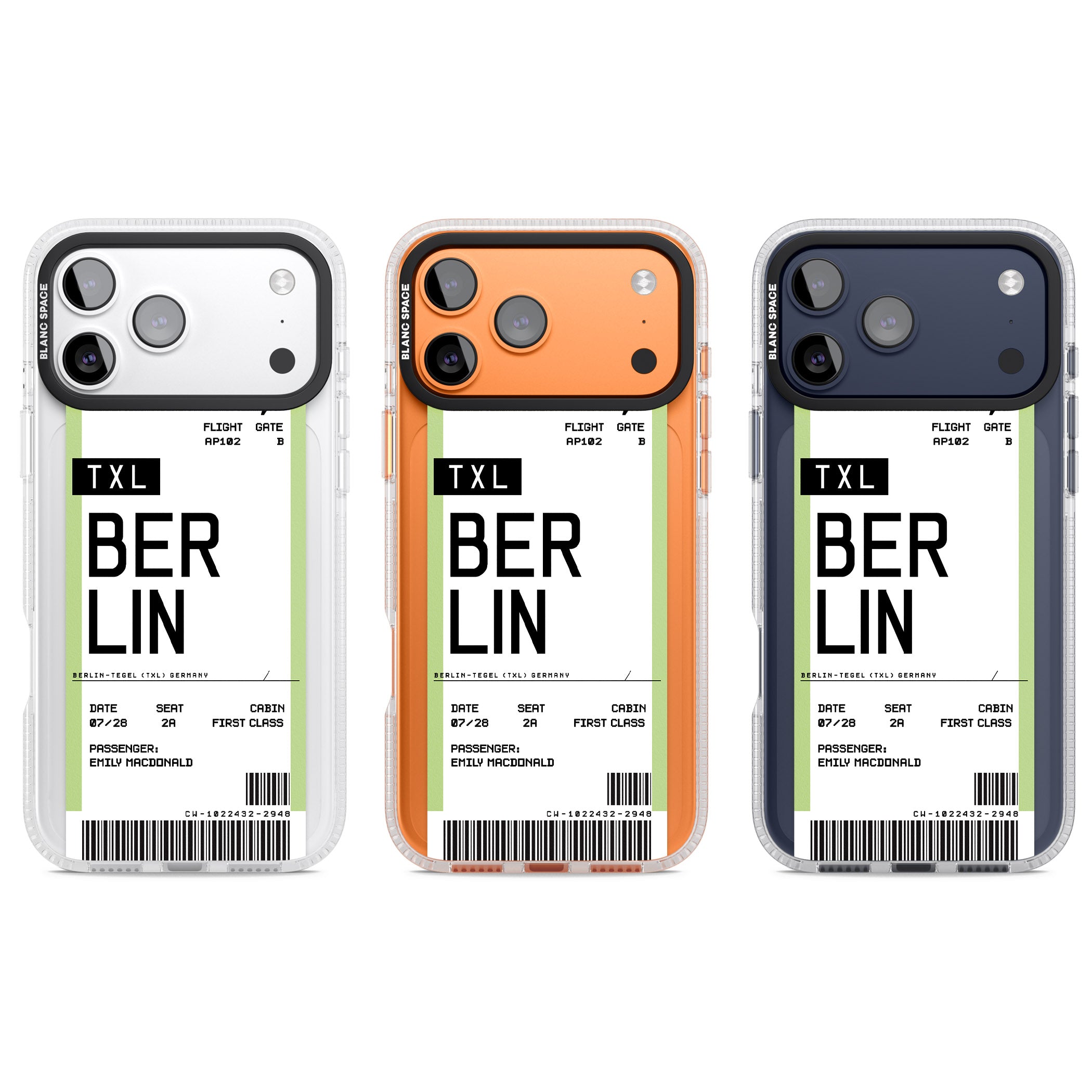 Personalised Berlin Boarding Pass iPhone 17 Pro Impact Air Clear Phone Case APT Impact Protection