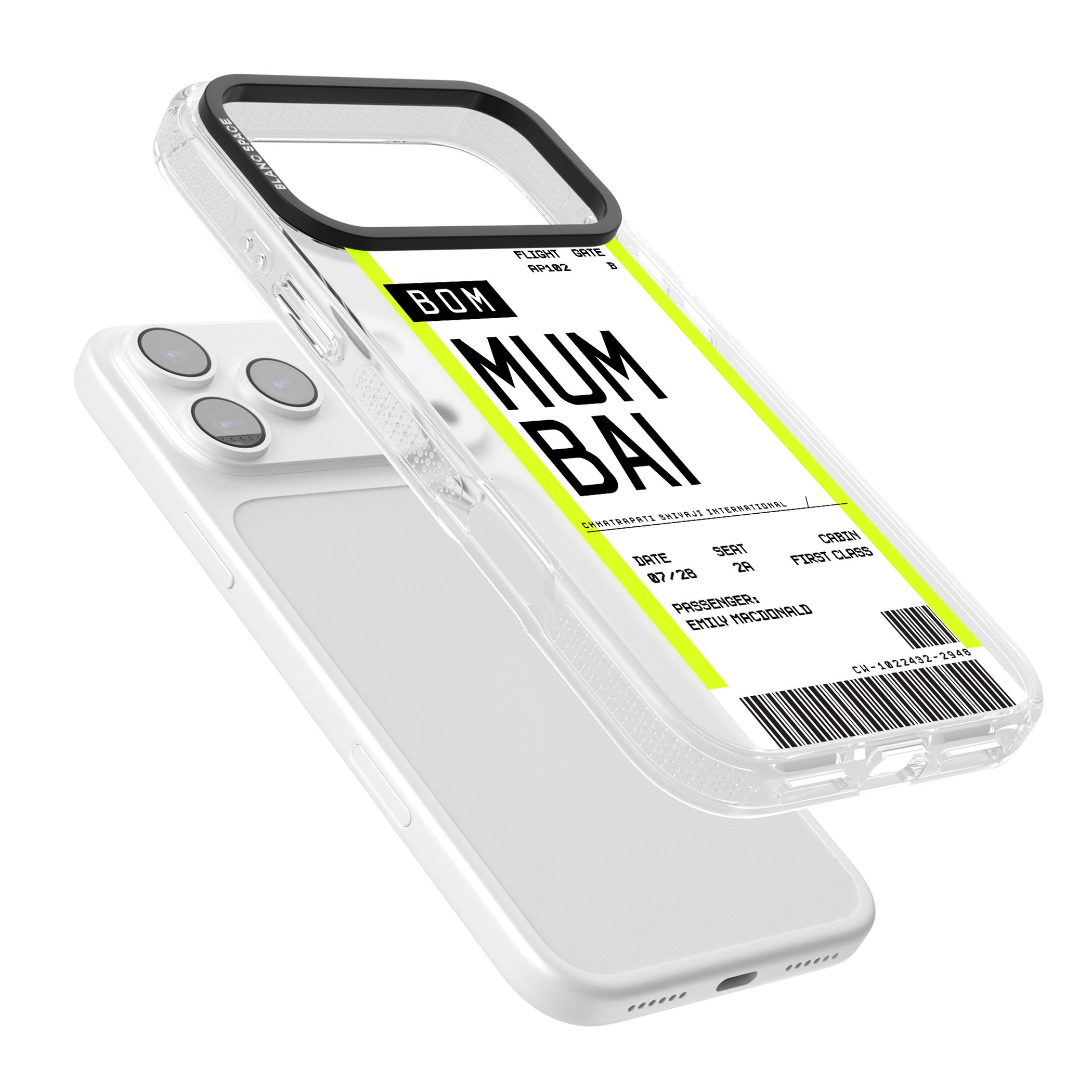 Personalised Mumbai Boarding Pass iPhone 17 Pro Impact Air Clear Phone Case Colours