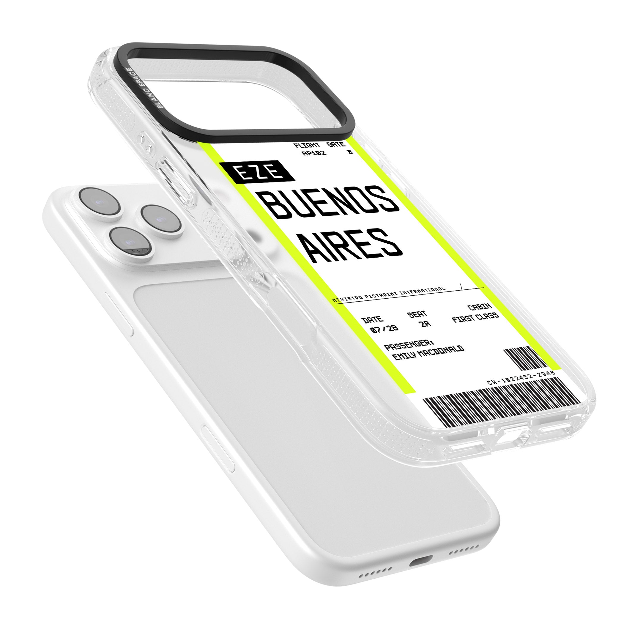 Personalised Buenos Aires Boarding Pass iPhone 17 Pro Impact Air Clear Phone Case Colours