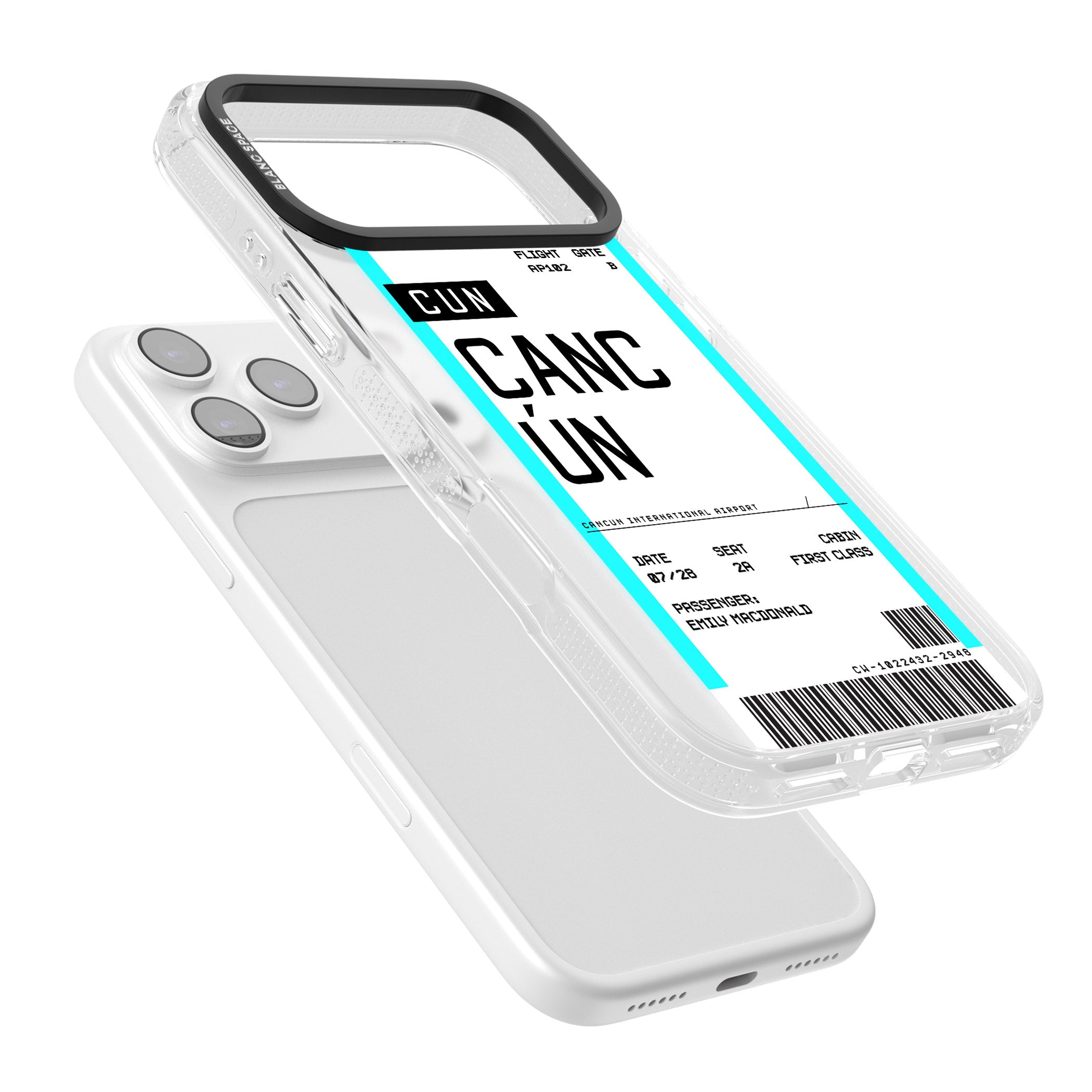 Personalised Cancún Boarding Pass iPhone 17 Pro Impact Air Clear Phone Case Colours