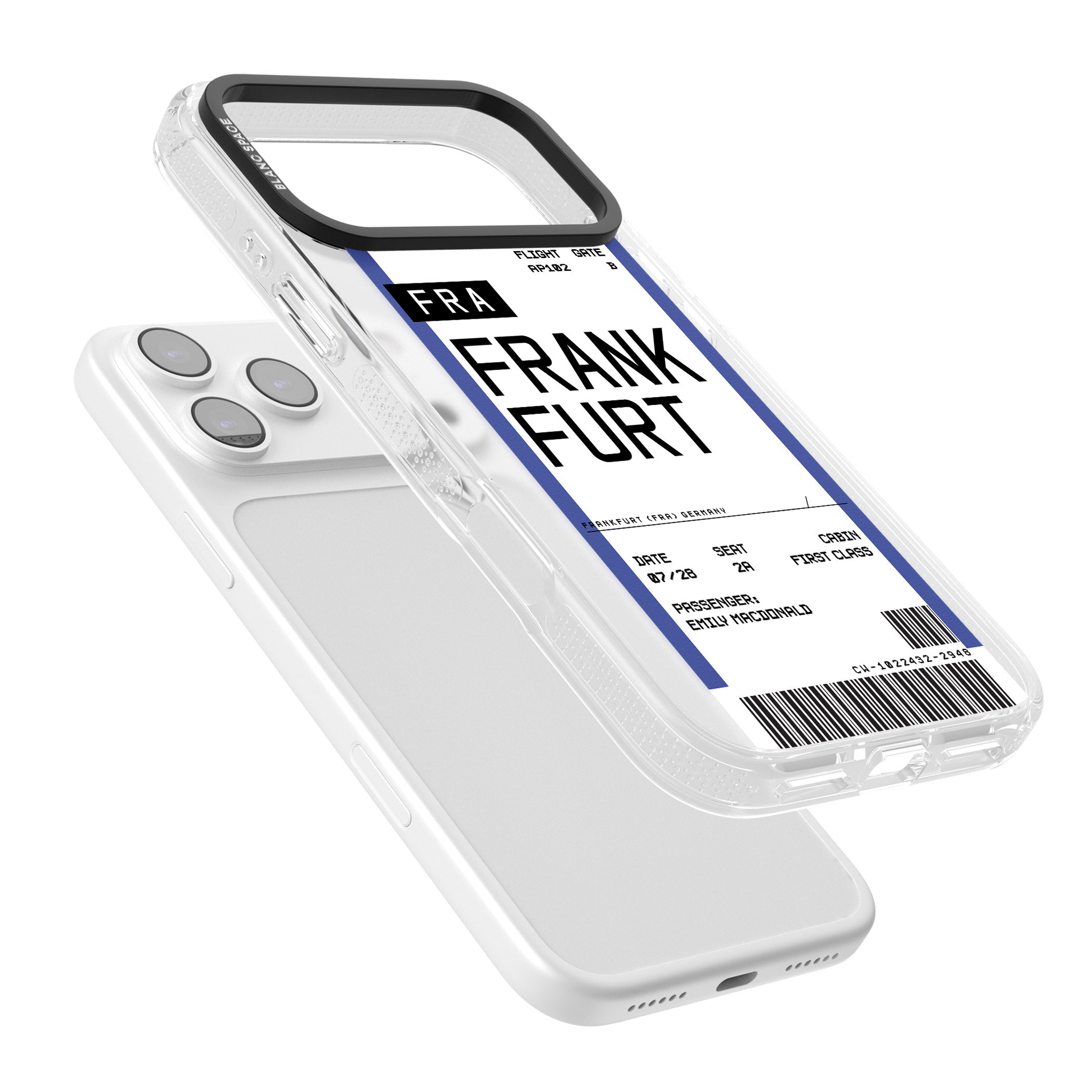 Personalised Frankfurt Boarding Pass iPhone 17 Pro Impact Air Clear Phone Case Colours