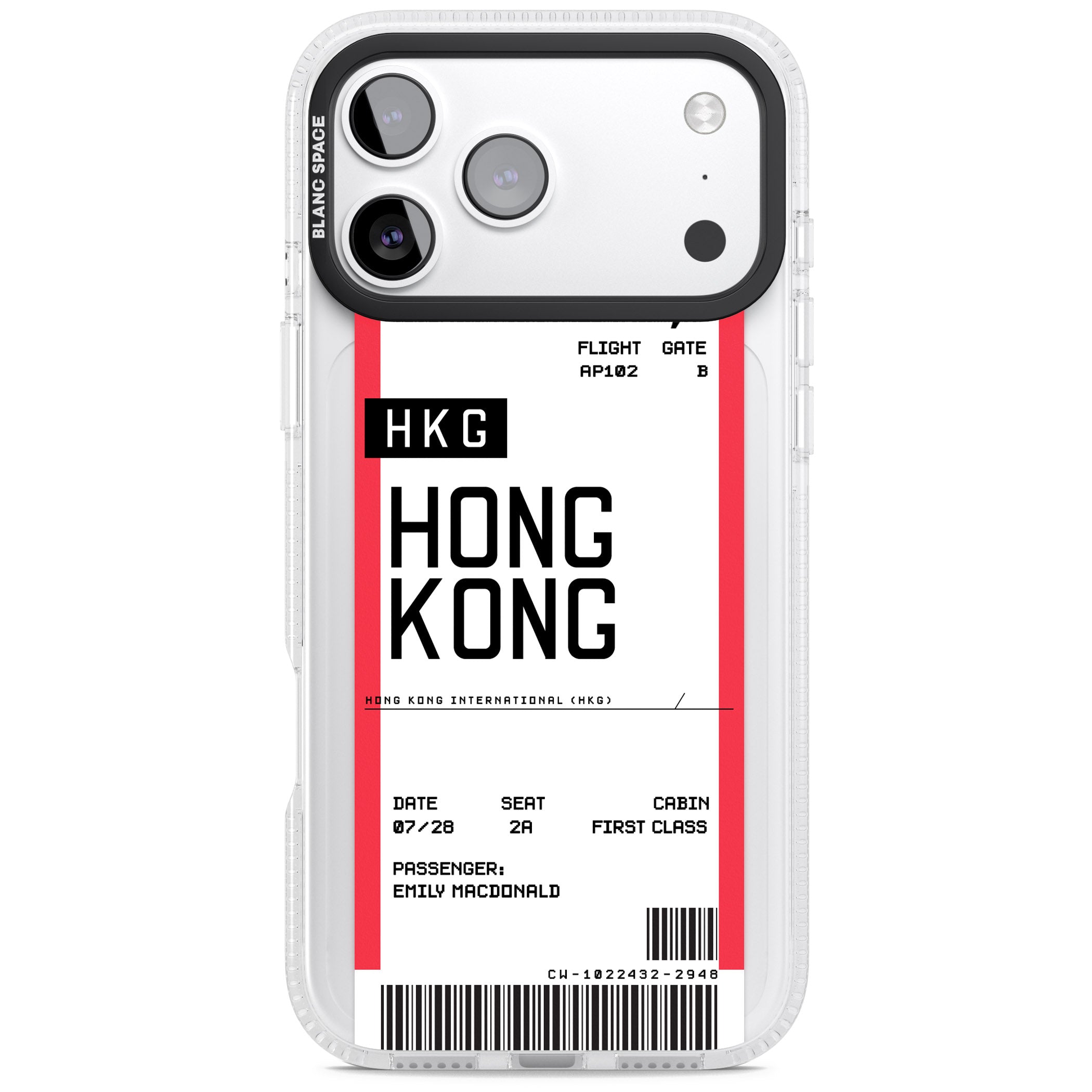 Personalised Hong Kong Boarding Pass iPhone 17 Pro Impact Air Clear Phone Case
