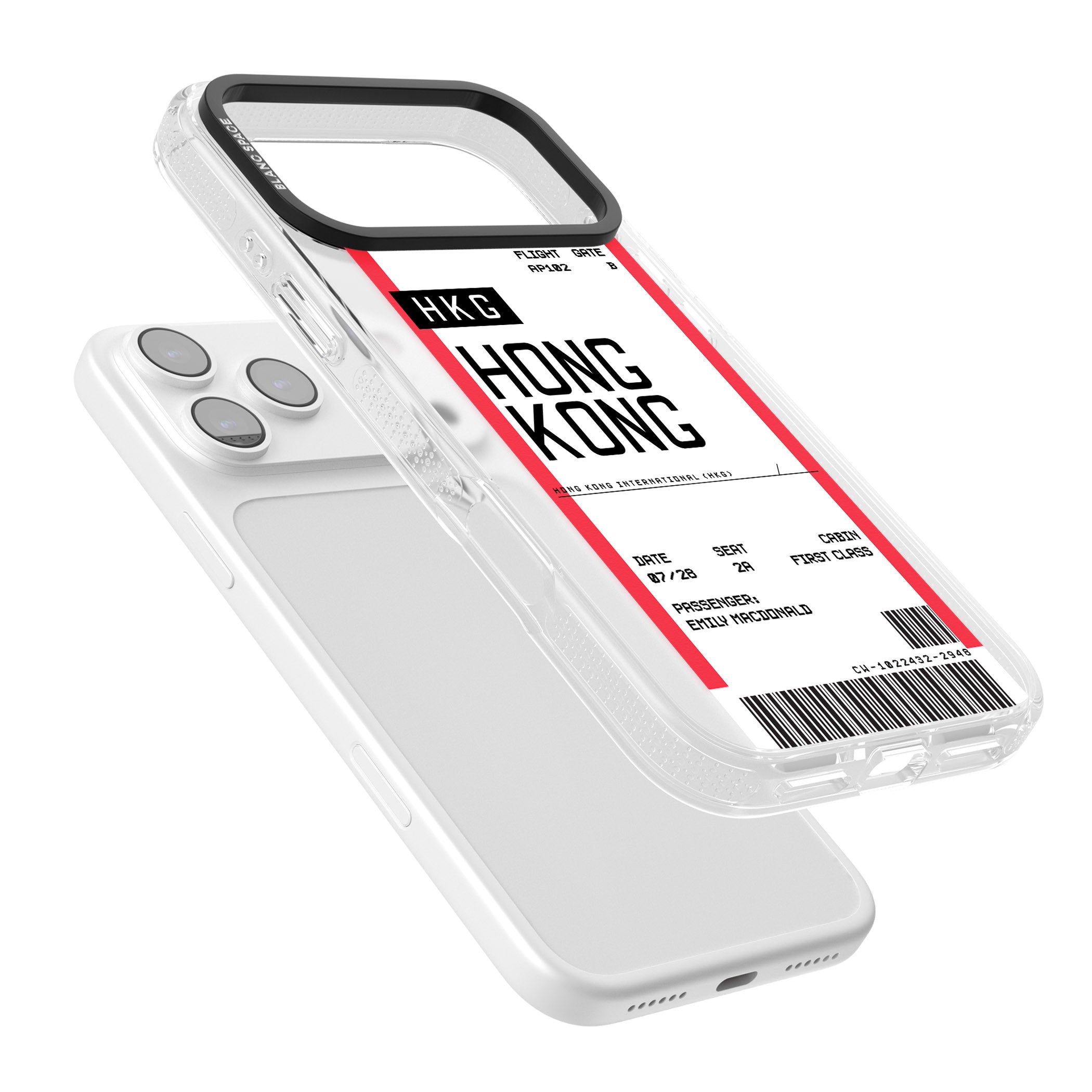 Personalised Hong Kong Boarding Pass iPhone 17 Pro Impact Air Clear Phone Case Colours
