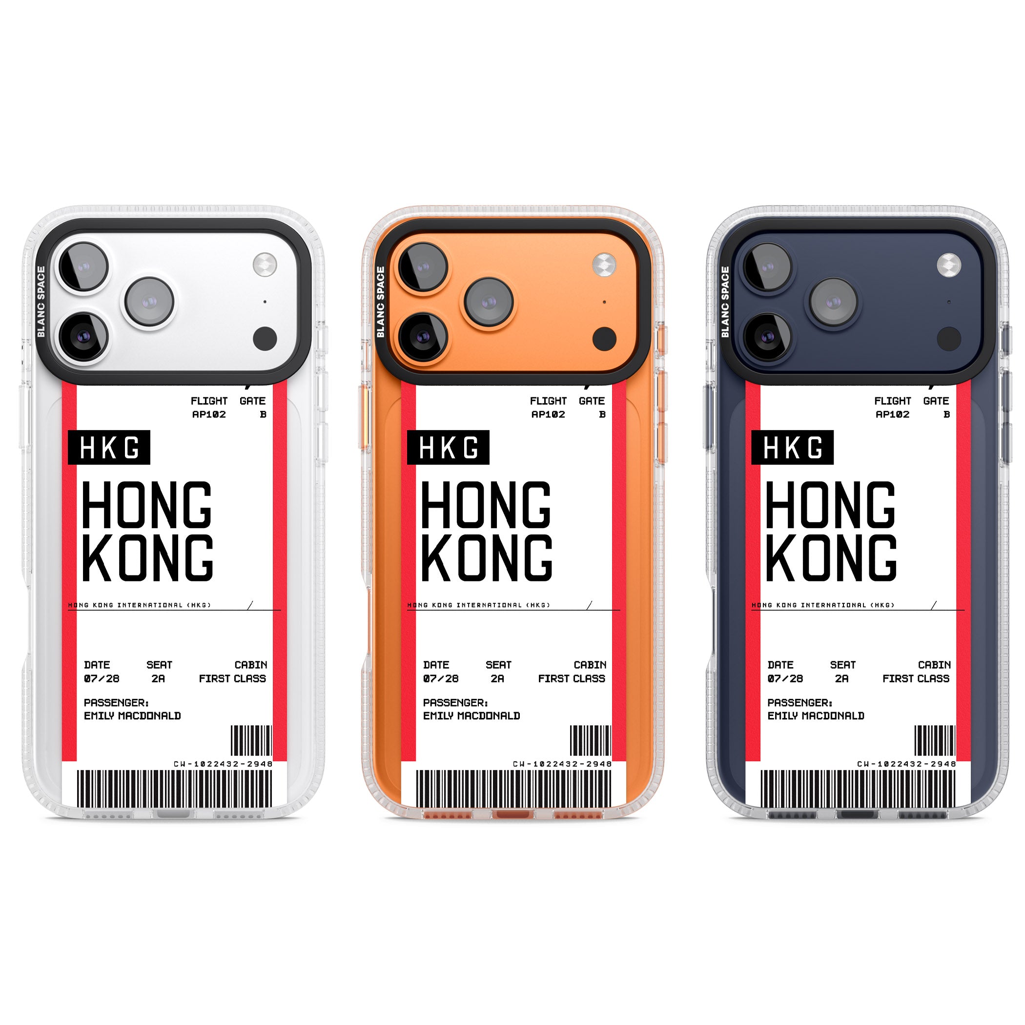 Personalised Hong Kong Boarding Pass iPhone 17 Pro Impact Air Clear Phone Case APT Impact Protection