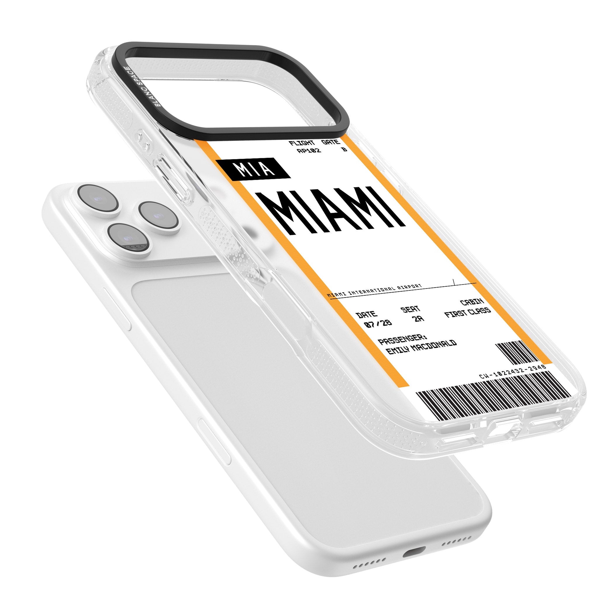 Personalised Miami Boarding Pass iPhone 17 Pro Impact Air Clear Phone Case Colours