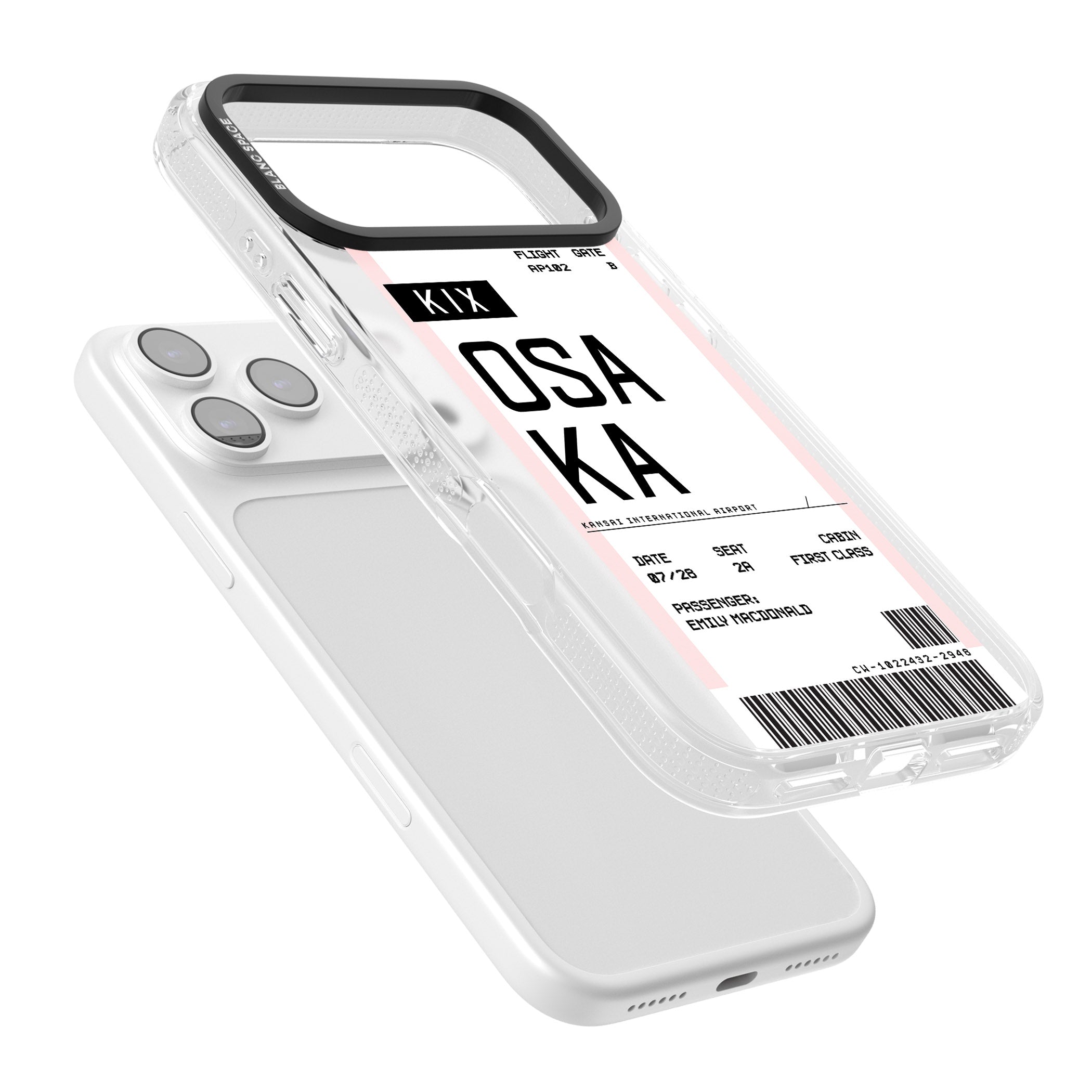 Personalised Osaka Boarding Pass iPhone 17 Pro Impact Air Clear Phone Case Colours