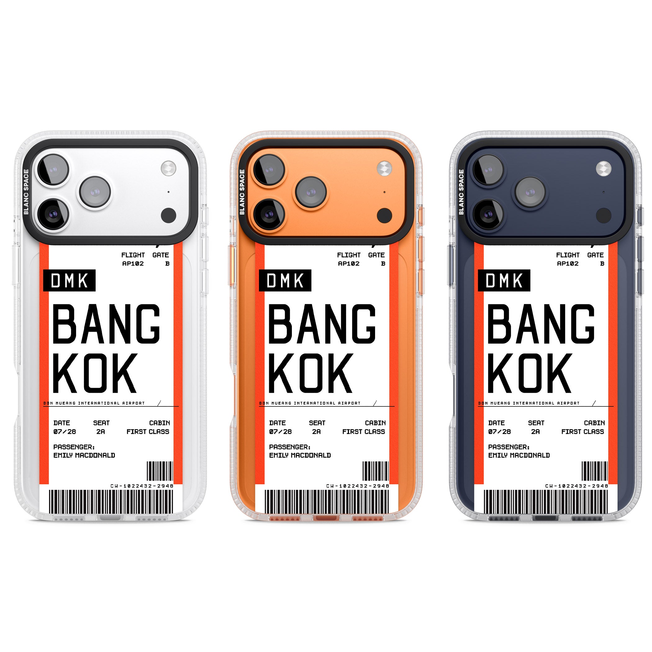 Personalised Bangkok Boarding Pass iPhone 17 Pro Impact Air Clear Phone Case APT Impact Protection