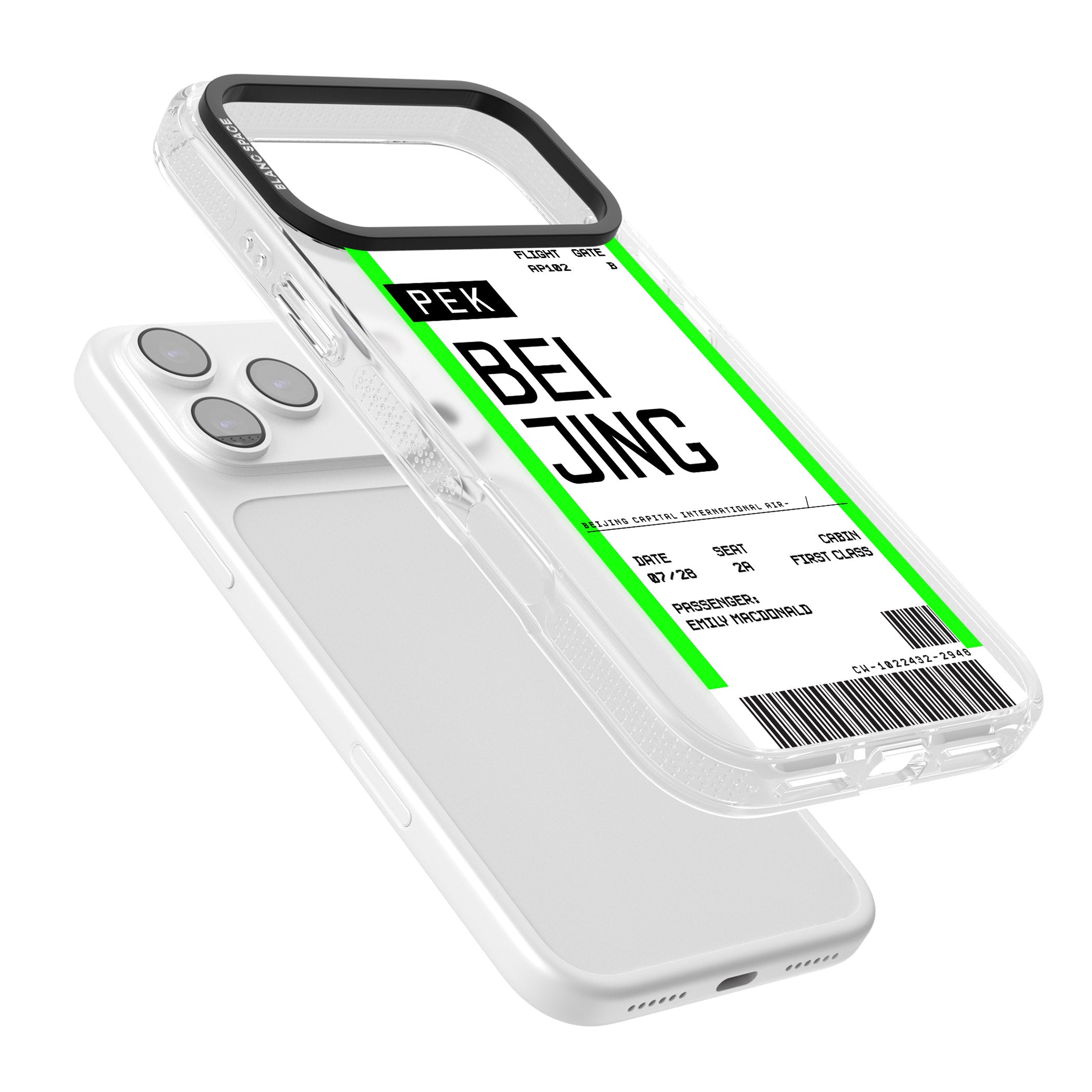 Personalised Beijing Boarding Pass iPhone 17 Pro Impact Air Clear Phone Case Colours