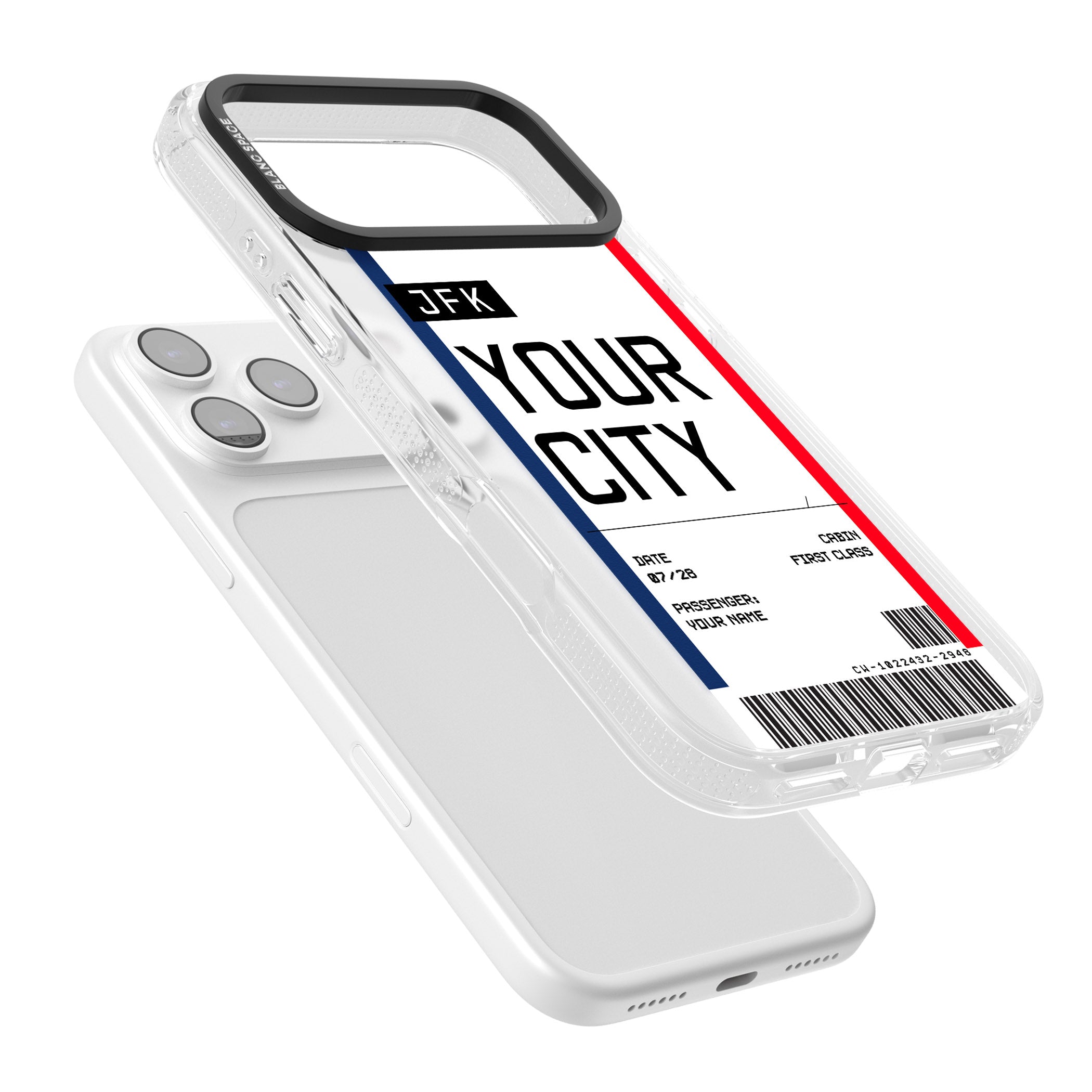 Personalised Create Your Own Boarding Pass Ticket iPhone 17 Pro Impact Air Clear Phone Case Colours