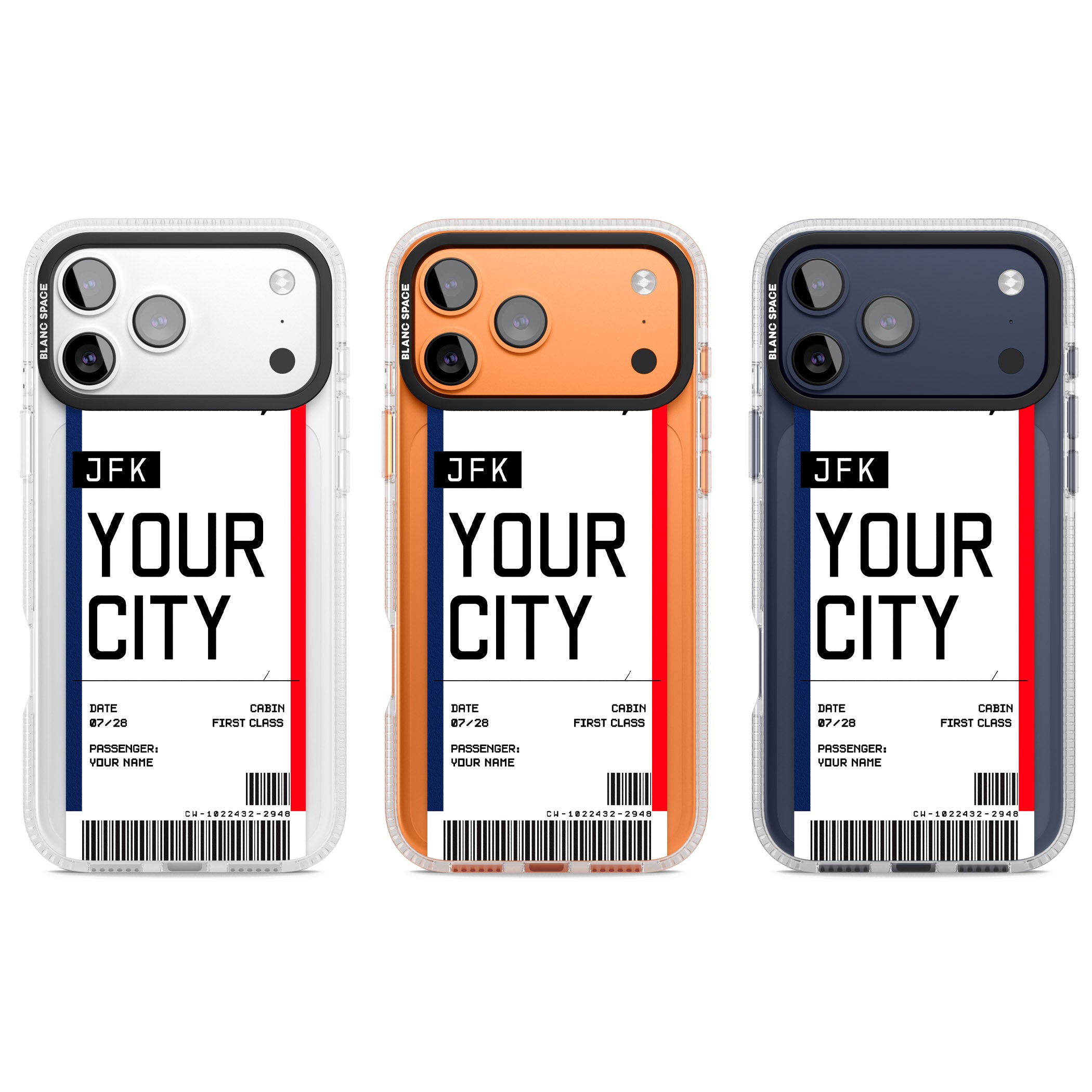 Personalised Create Your Own Boarding Pass Ticket iPhone 17 Pro Impact Air Clear Phone Case APT Impact Protection