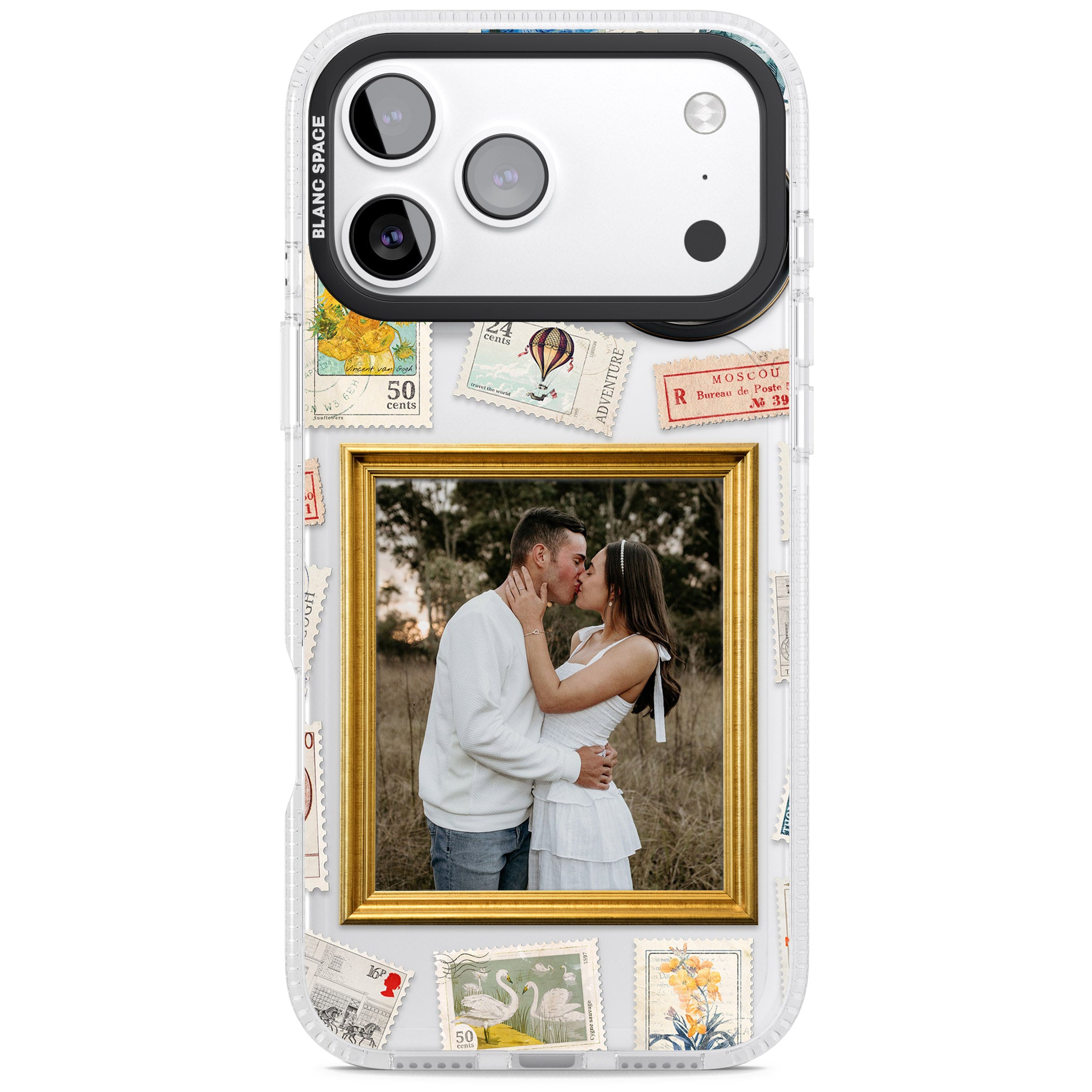 Personalised Vintage Photo Frame Collage iPhone 17 Pro Impact Air Clear Phone Case
