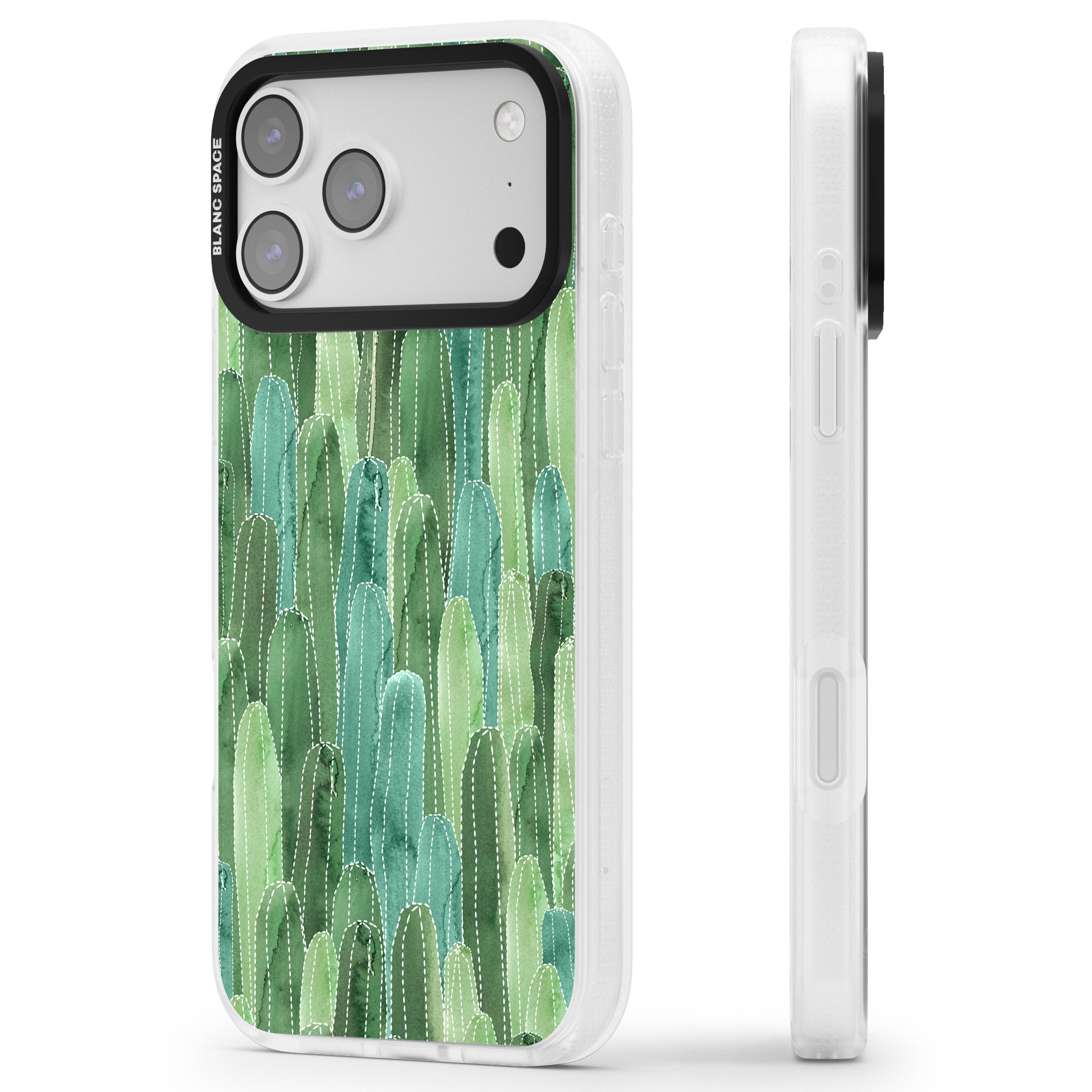 Skinny Cacti iPhone 17 Pro Impact Air Clear Phone Case Side Profile