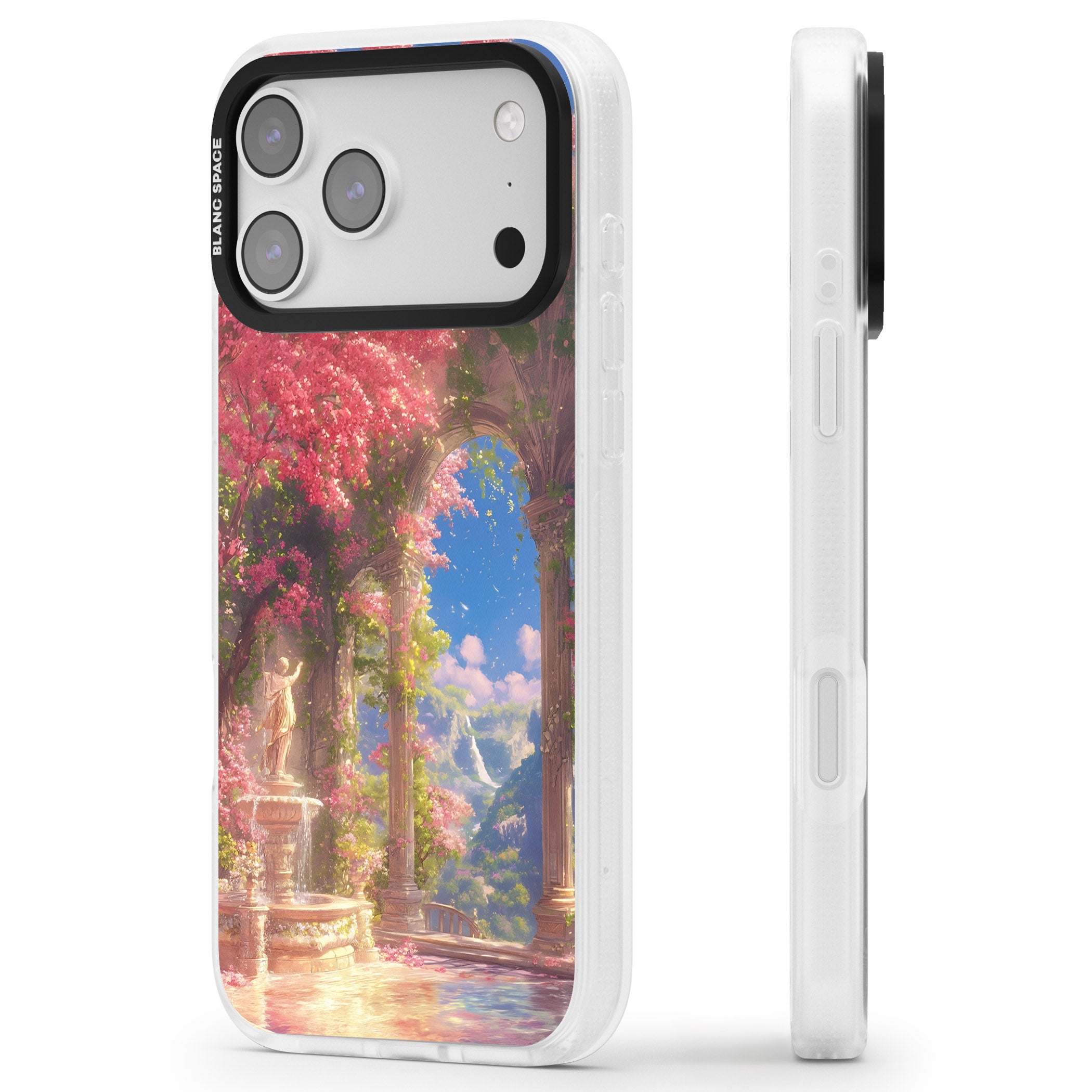 Castle Blossom iPhone 17 Pro Impact Air Clear Phone Case Side Profile