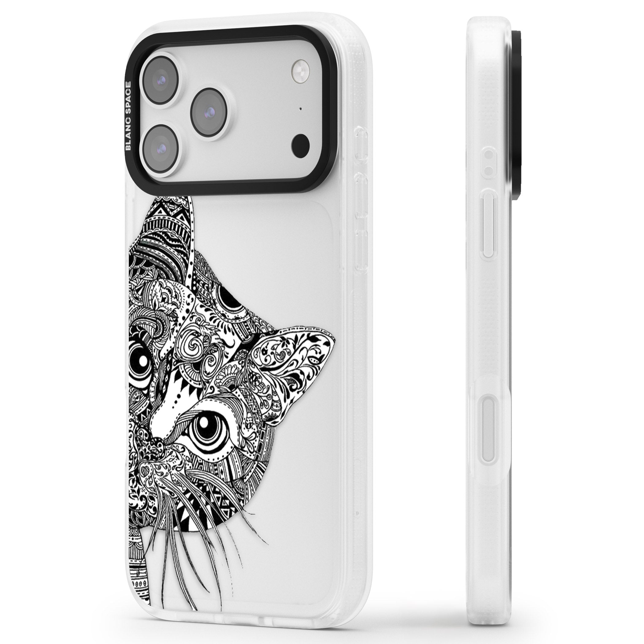 Henna Cat iPhone 17 Pro Impact Air Clear Phone Case Side Profile
