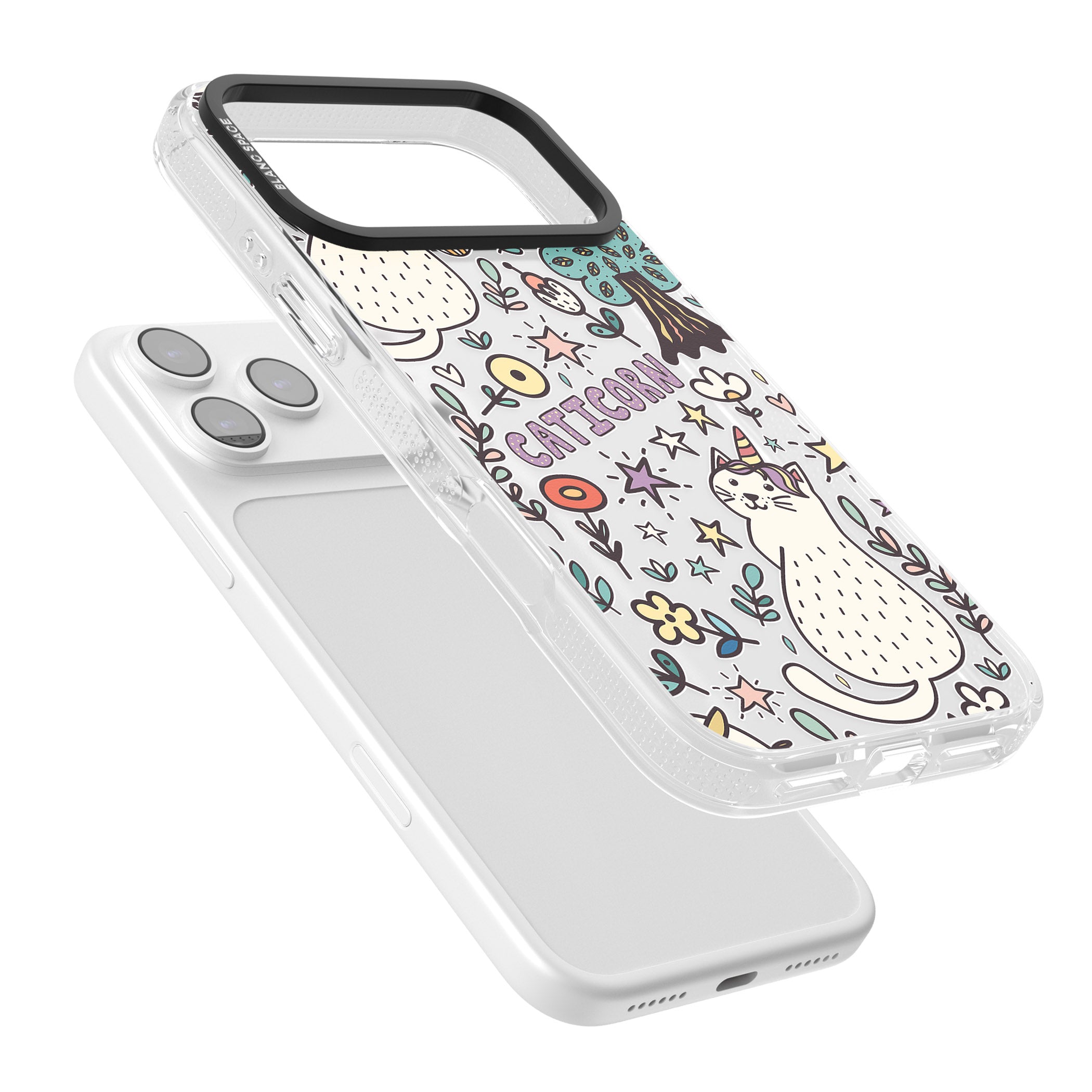 Caticorn Pattern iPhone 17 Pro Impact Air Clear Phone Case Colours