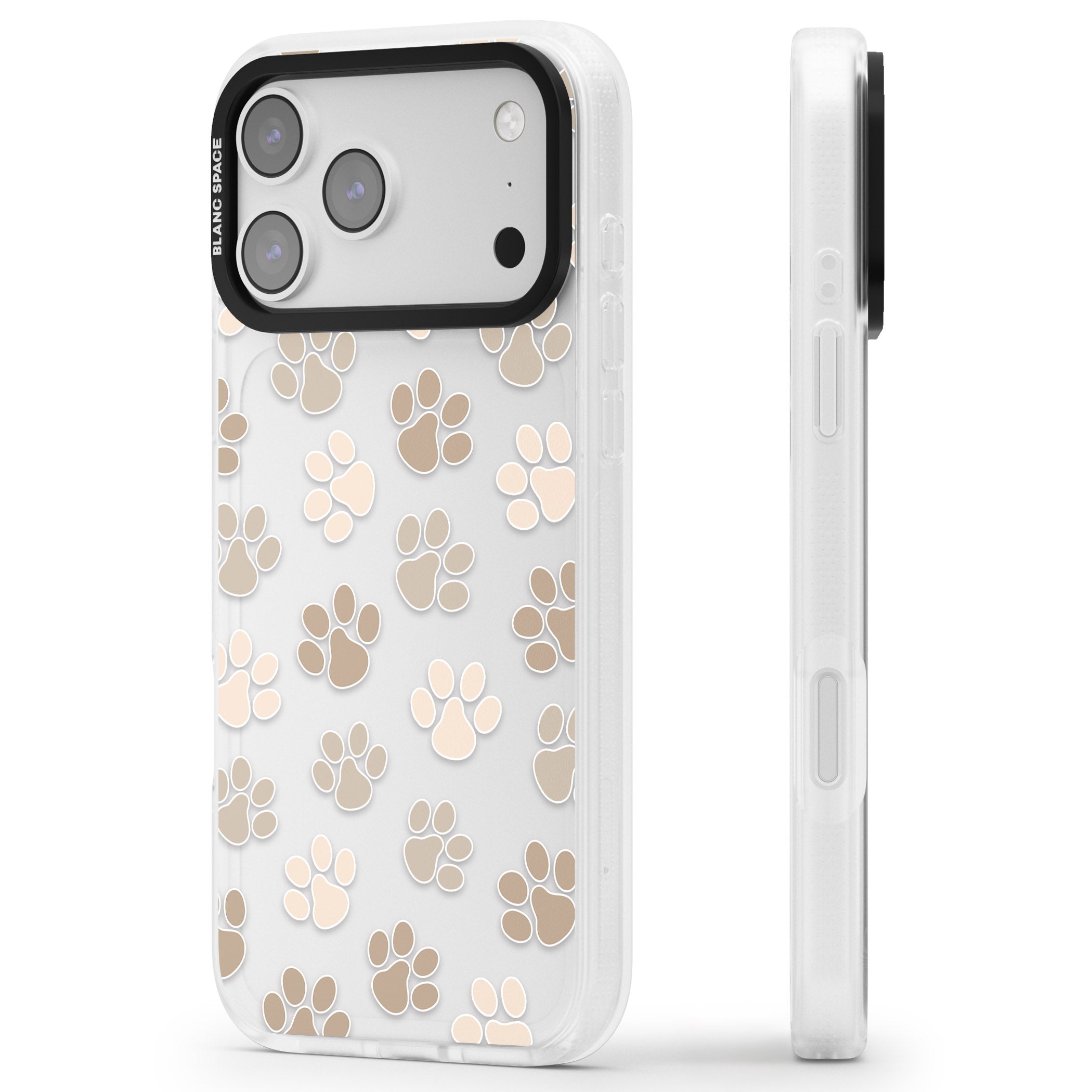 Paw Prints iPhone 17 Pro Impact Air Clear Phone Case Side Profile