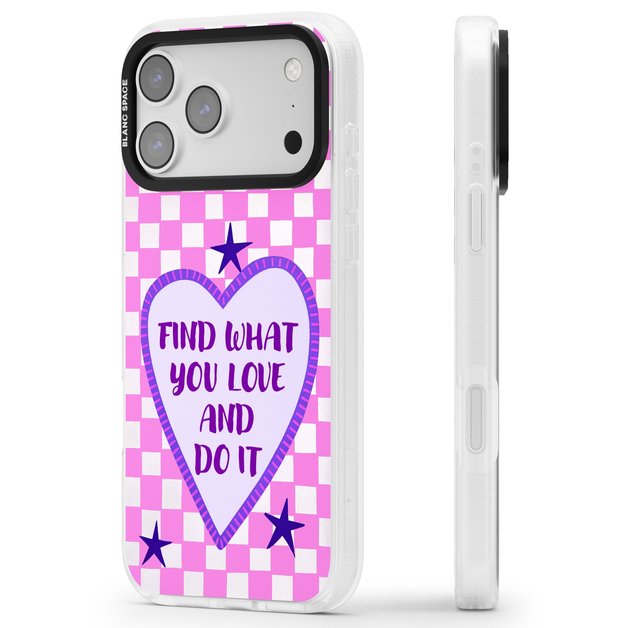 Find What You Love iPhone 17 Pro Impact Air Clear Phone Case Side Profile