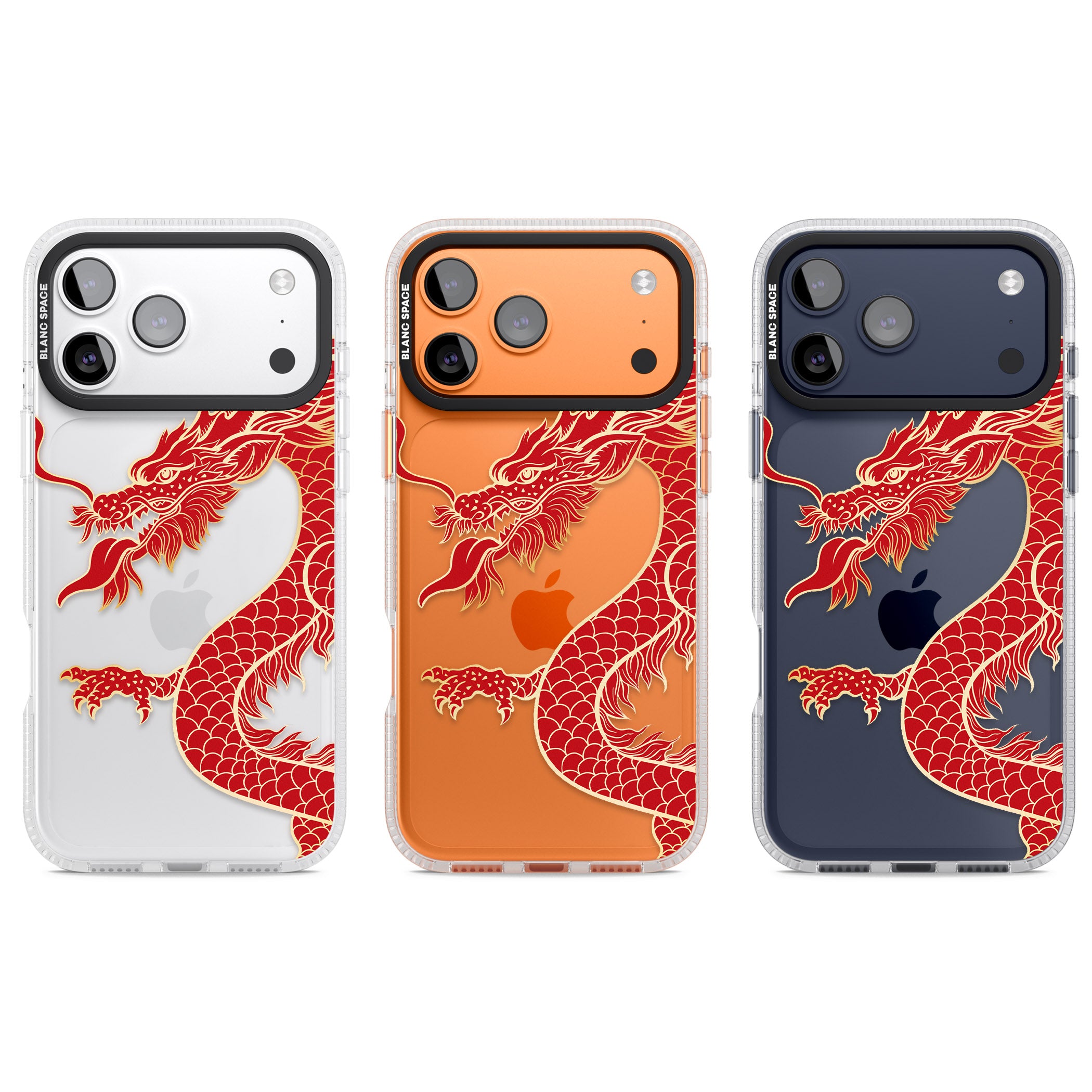 Large Red Dragon iPhone 17 Pro Impact Air Clear Phone Case APT Impact Protection