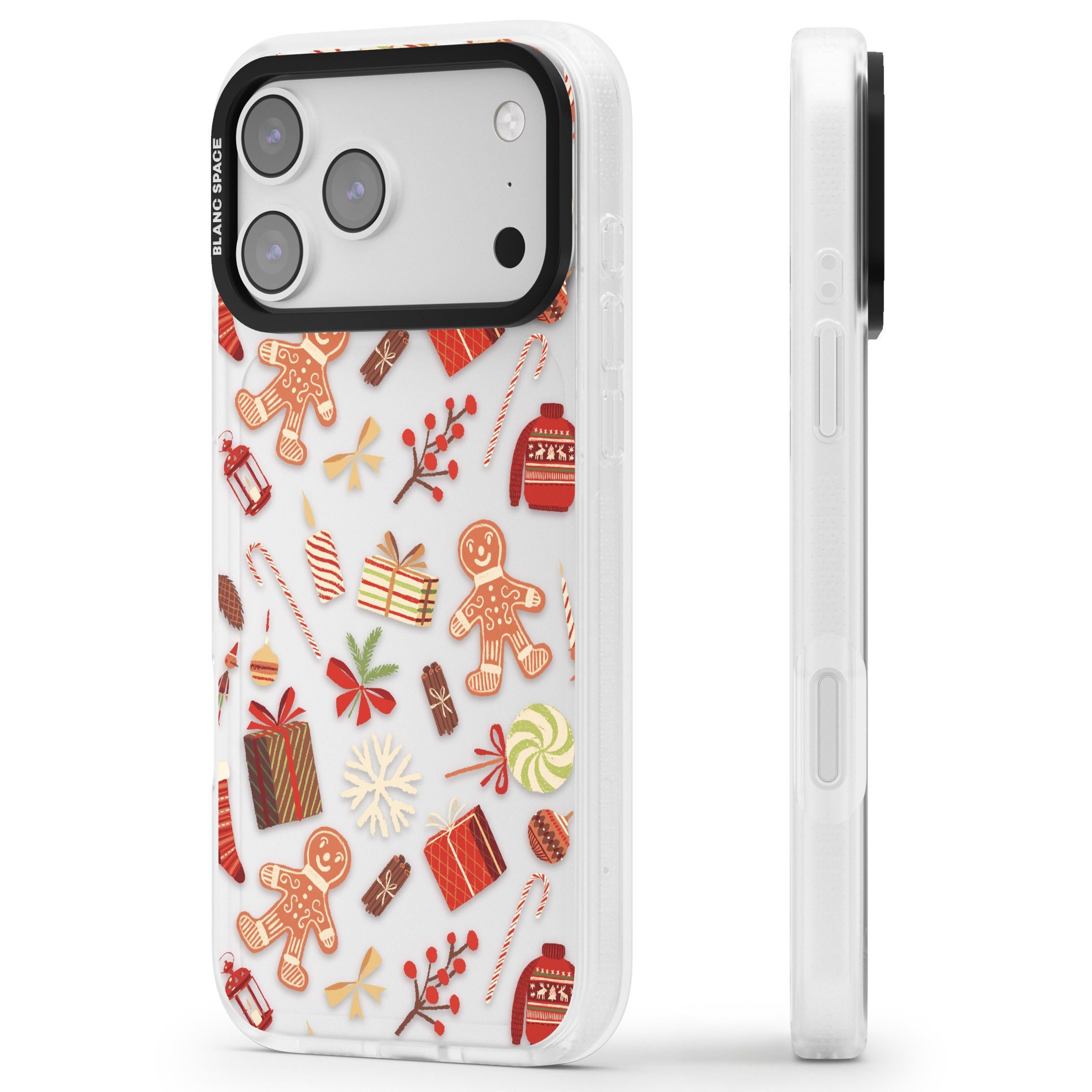 Christmas Assortments iPhone 17 Pro Impact Air Clear Phone Case Side Profile