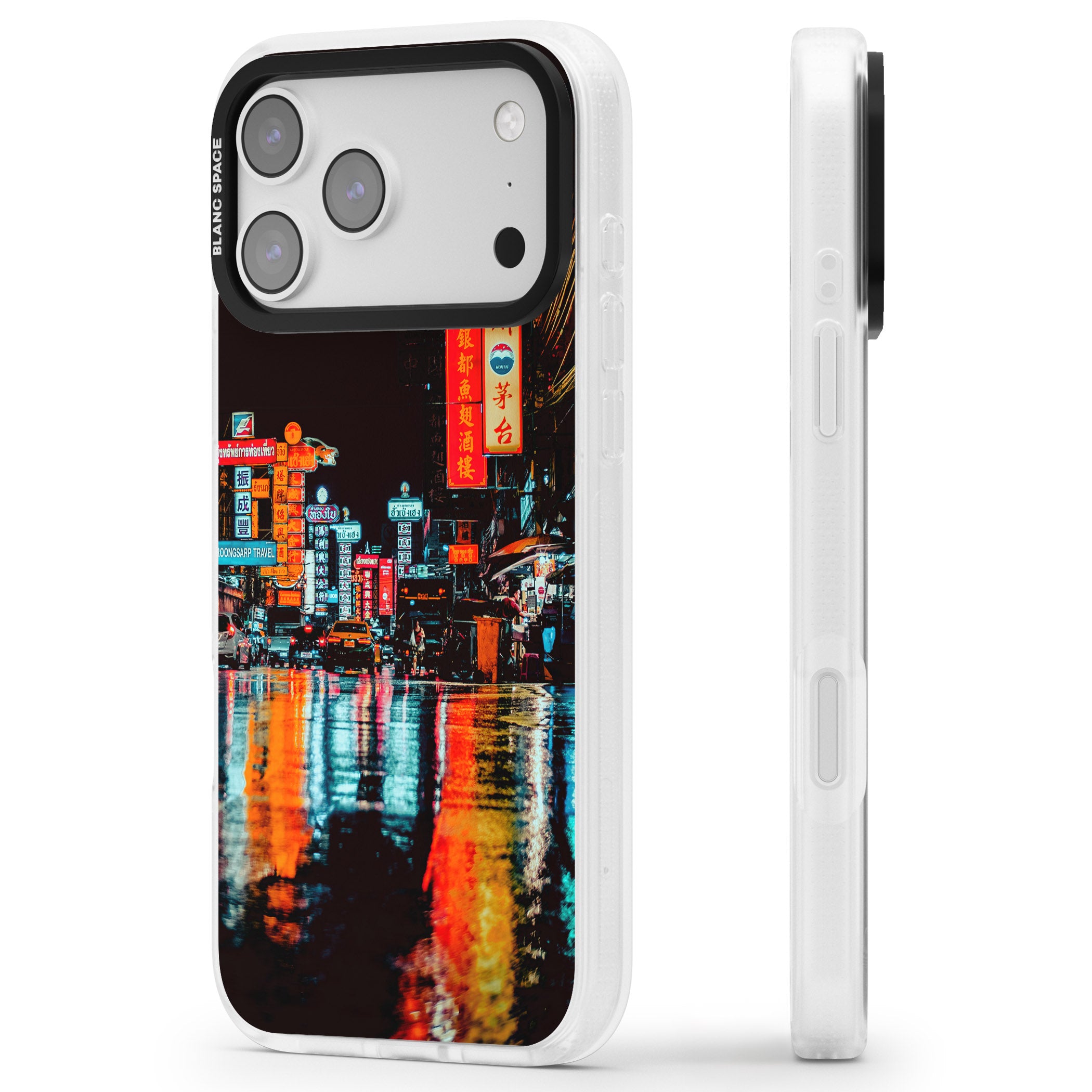 Neon City iPhone 17 Pro Impact Air Clear Phone Case Side Profile
