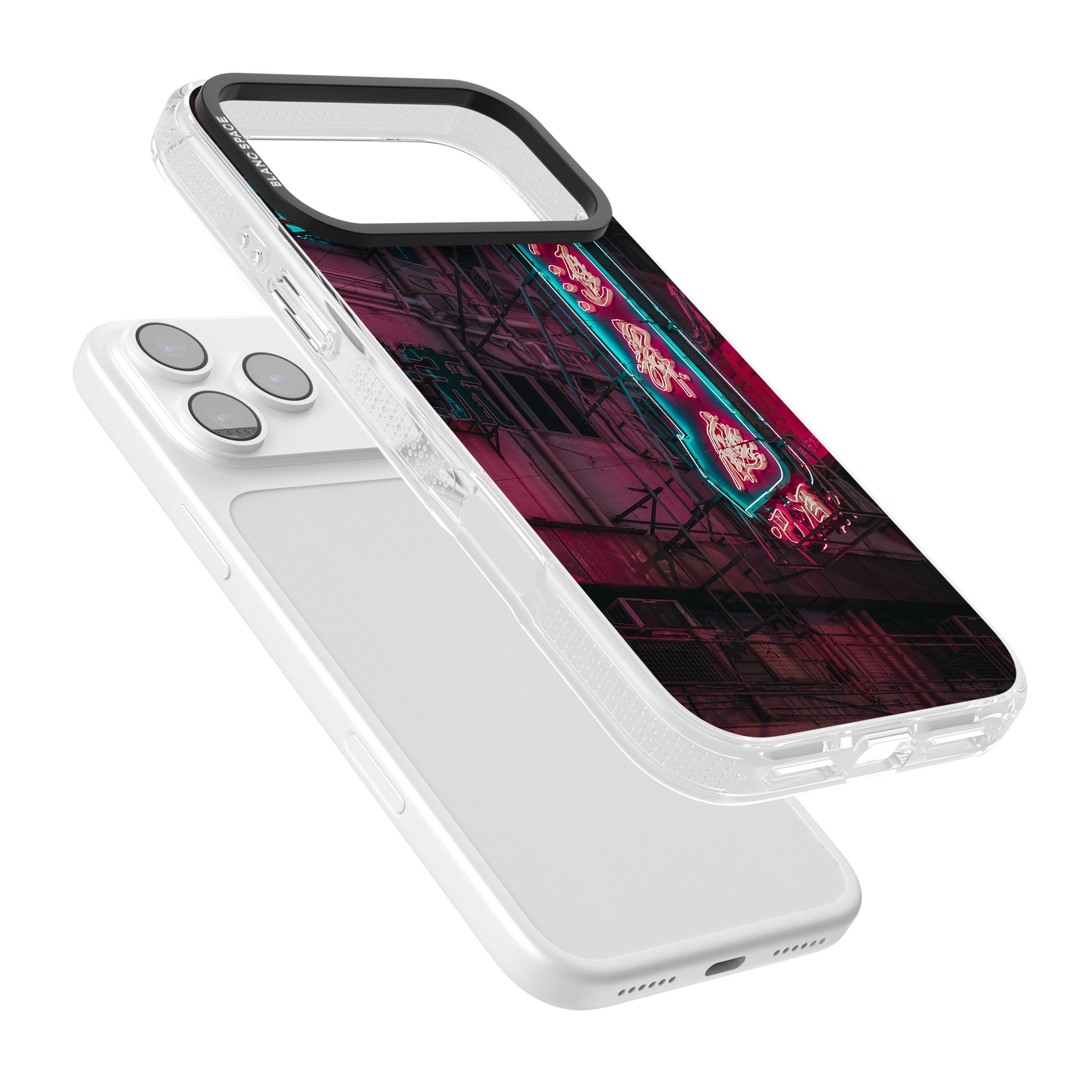 Neon Kanji Cityscape iPhone 17 Pro Impact Air Clear Phone Case Colours