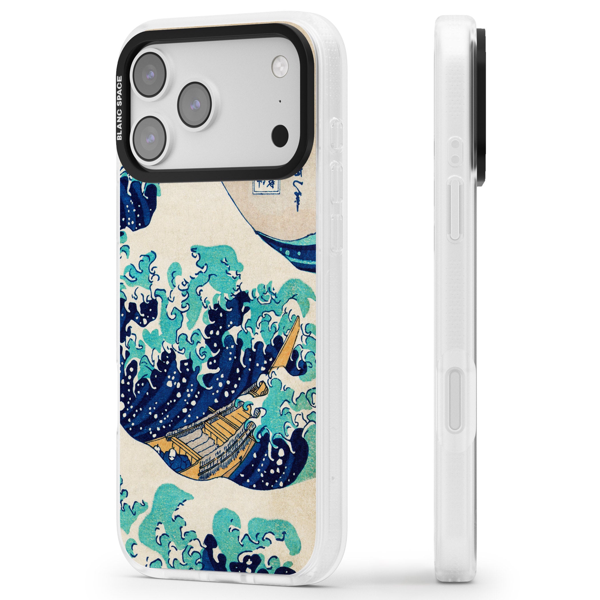 The Great Wave By Katsushika Hokusai iPhone 17 Pro Impact Air Clear Phone Case Side Profile