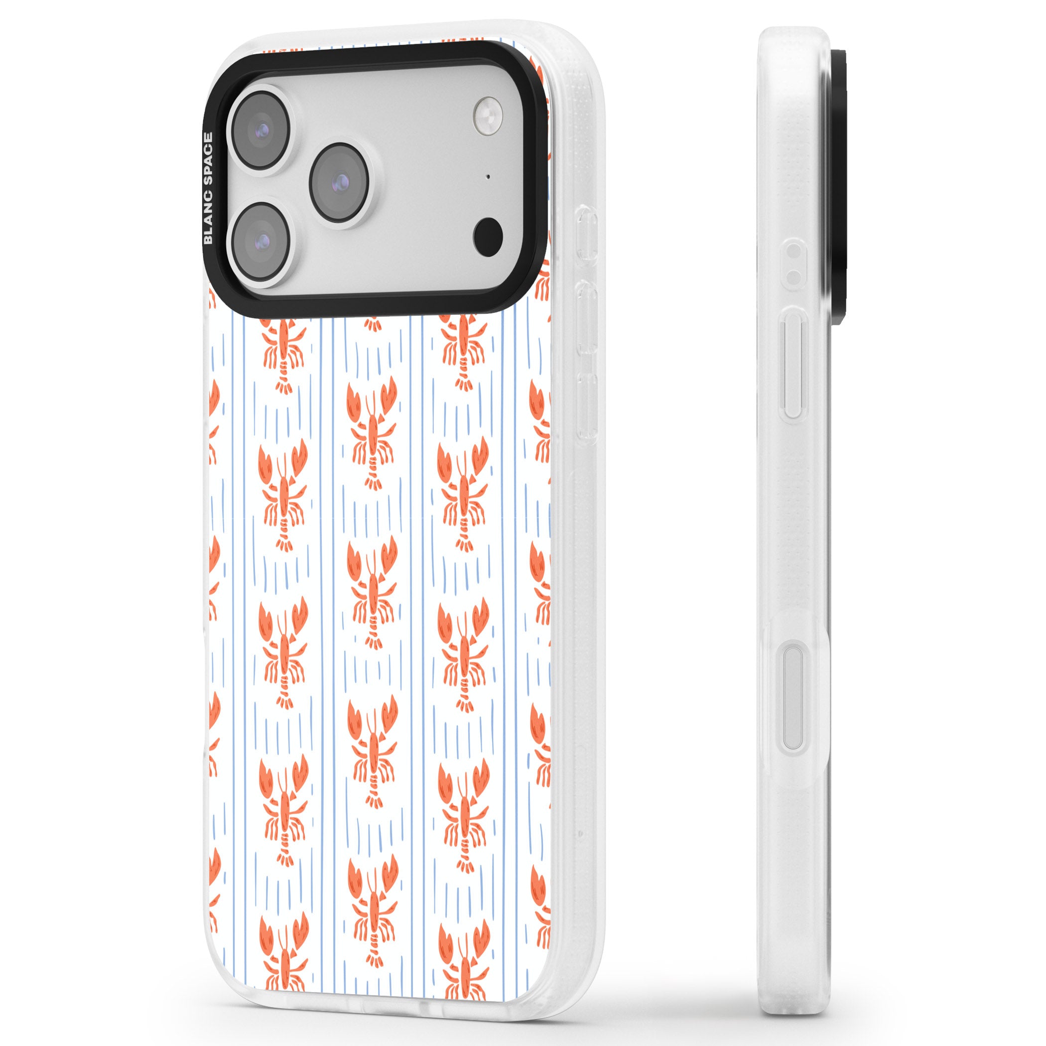 Lobster Stripes iPhone 17 Pro Impact Air Clear Phone Case Side Profile