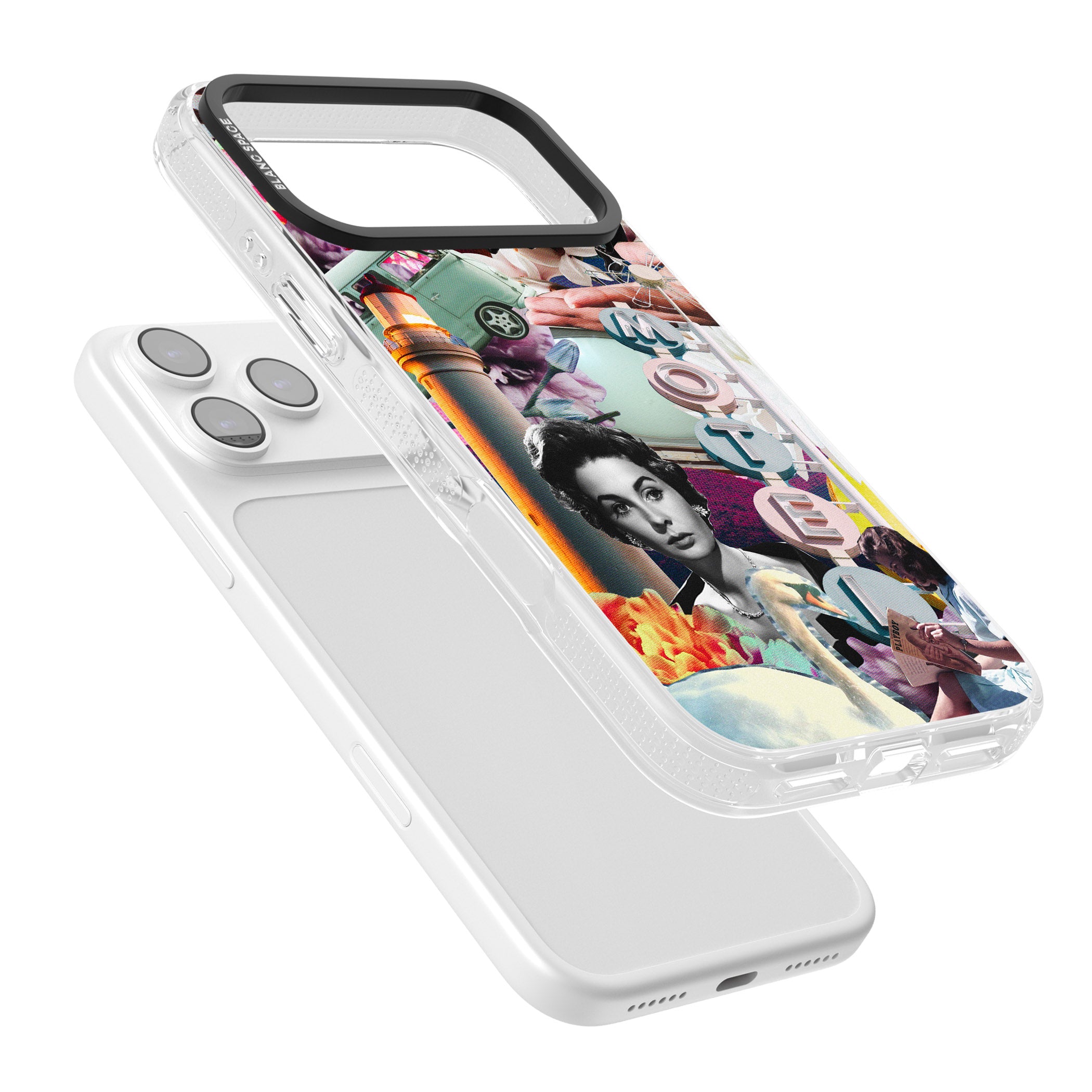 Retro Motel Collage iPhone 17 Pro Impact Air Clear Phone Case Colours