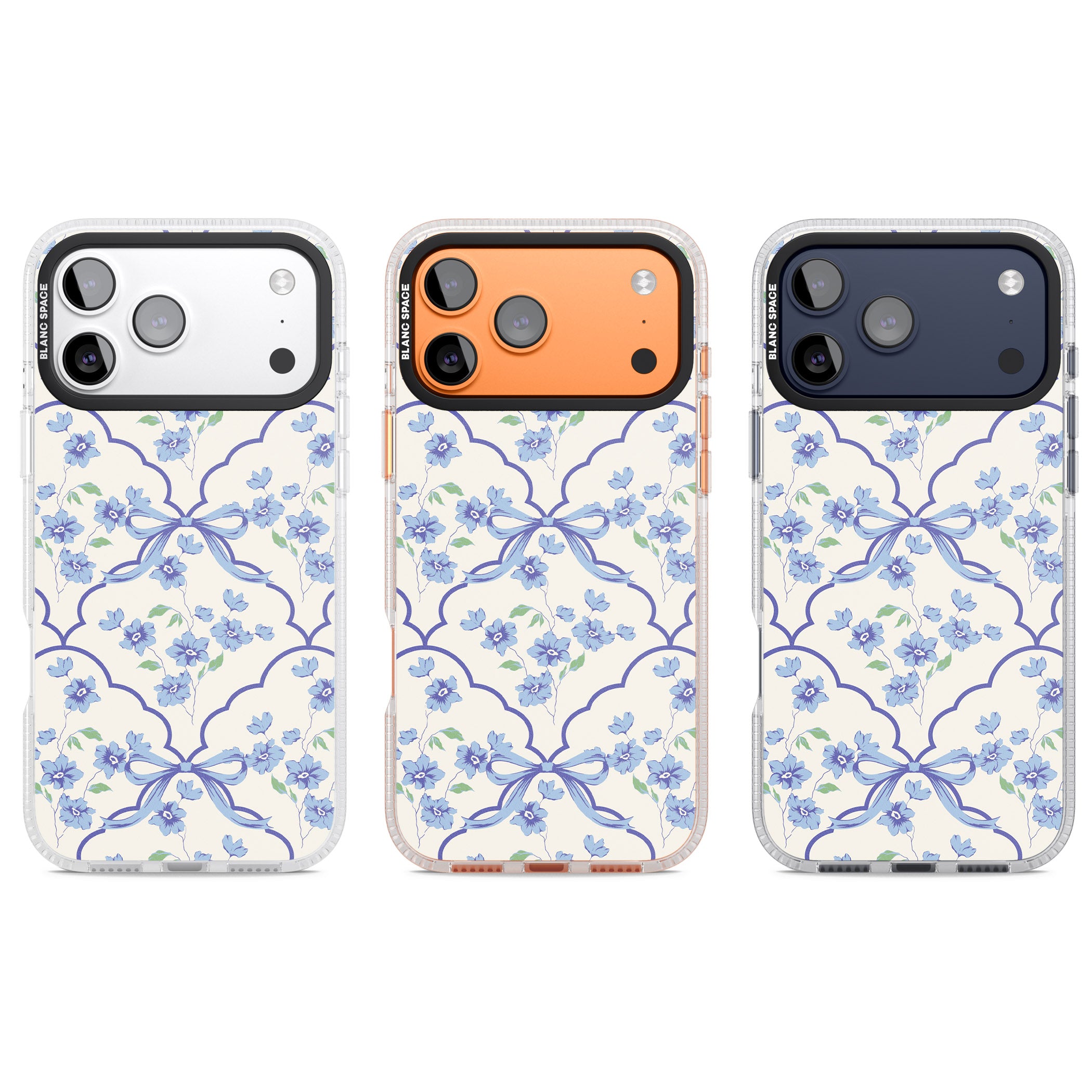 Blue Cottage Floral iPhone 17 Pro Impact Air Clear Phone Case APT Impact Protection