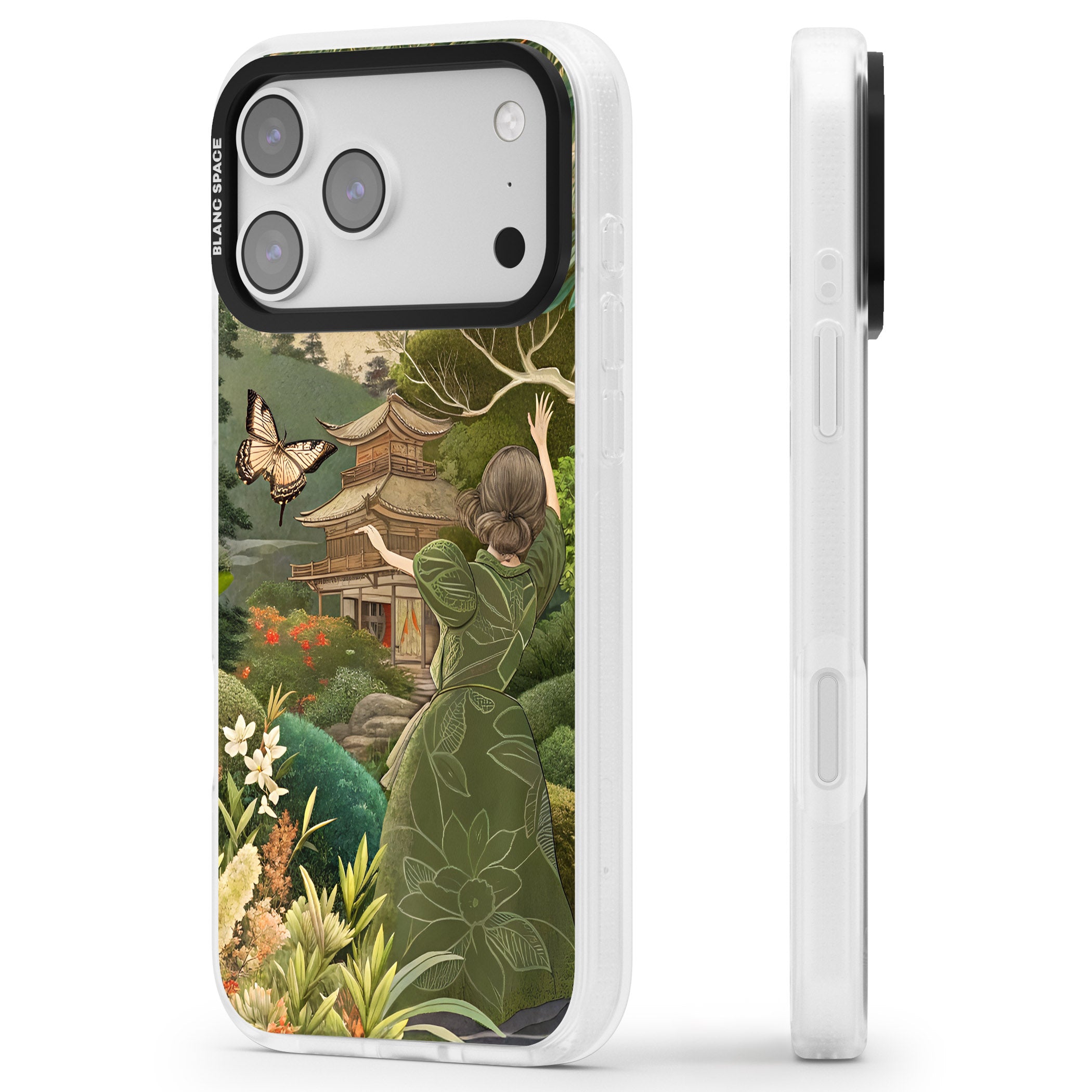 Japanese Nature iPhone 17 Pro Impact Air Clear Phone Case Side Profile