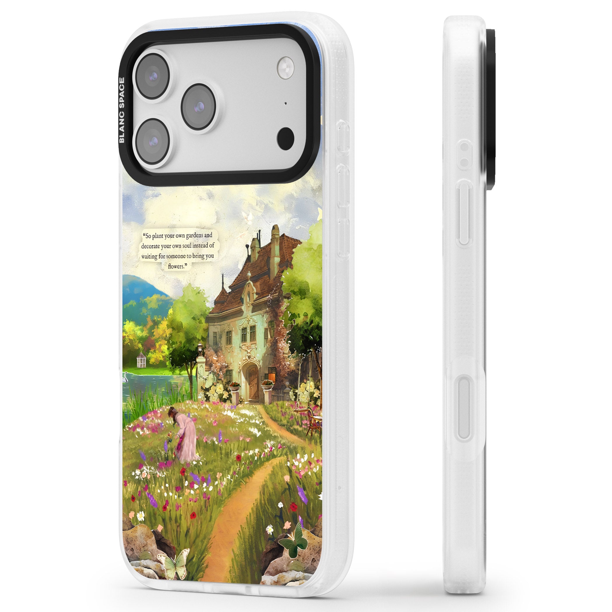 Spring Cottage iPhone 17 Pro Impact Air Clear Phone Case Side Profile