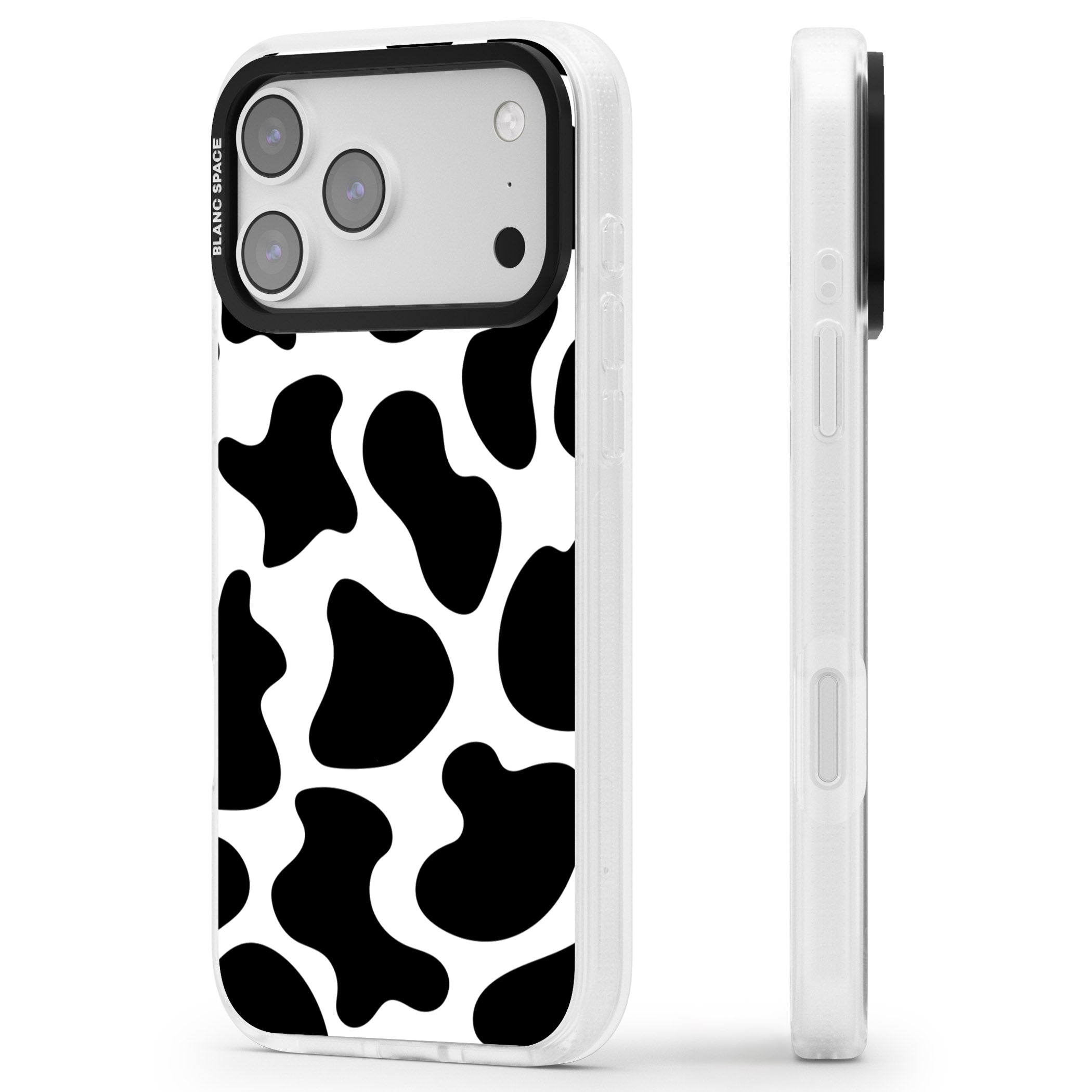Cow Print iPhone 17 Pro Impact Air Clear Phone Case Side Profile