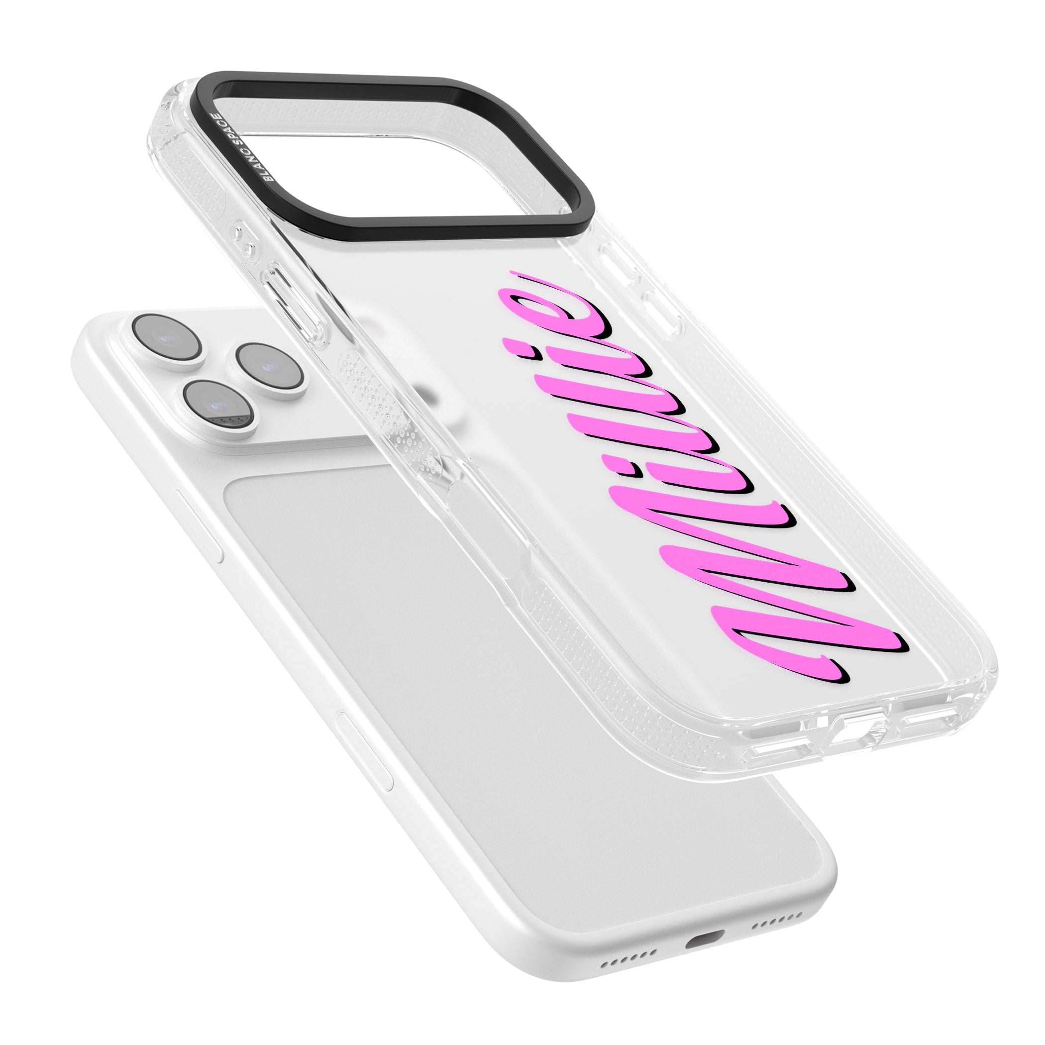 Personalised Cute Vertical Name iPhone 17 Pro Impact Air Clear Phone Case Colours