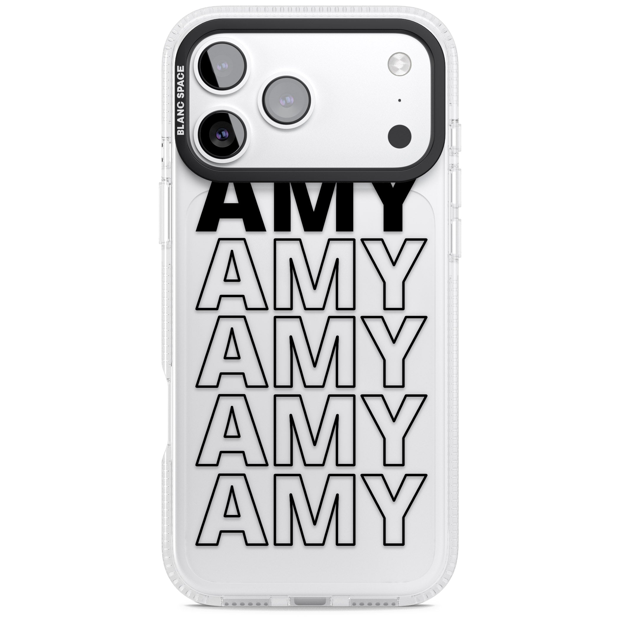 Personalised Bold Name Repetition iPhone 17 Pro Impact Air Clear Phone Case