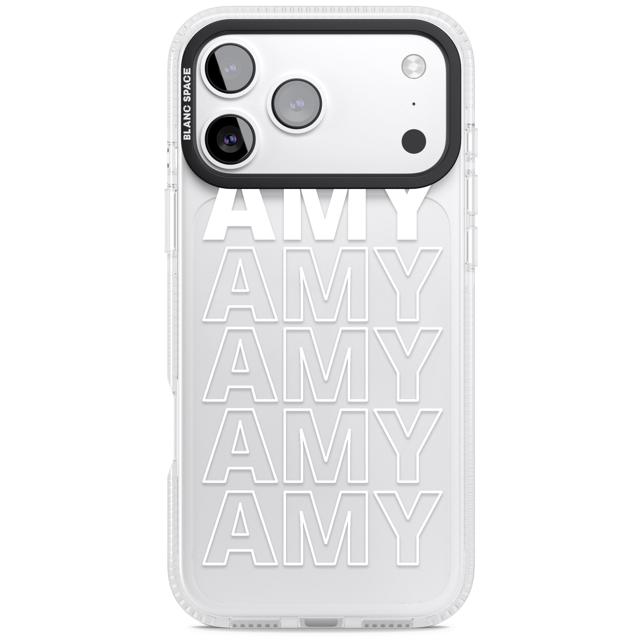 Personalised Bold Name Repeated iPhone 17 Pro Impact Air Clear Phone Case