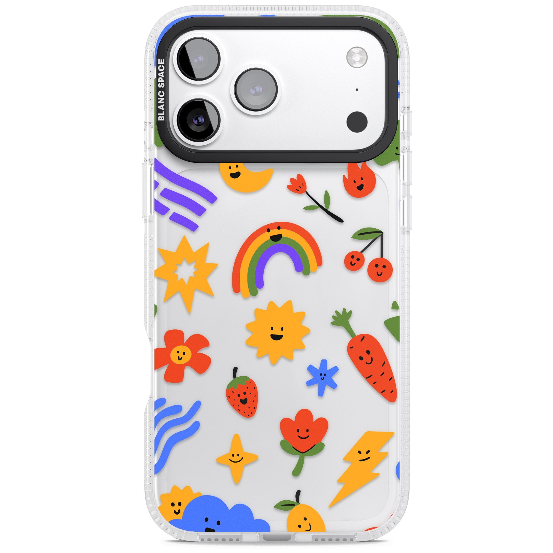 Colorful Kawaii Icons iPhone 17 Pro Impact Air Clear Phone Case