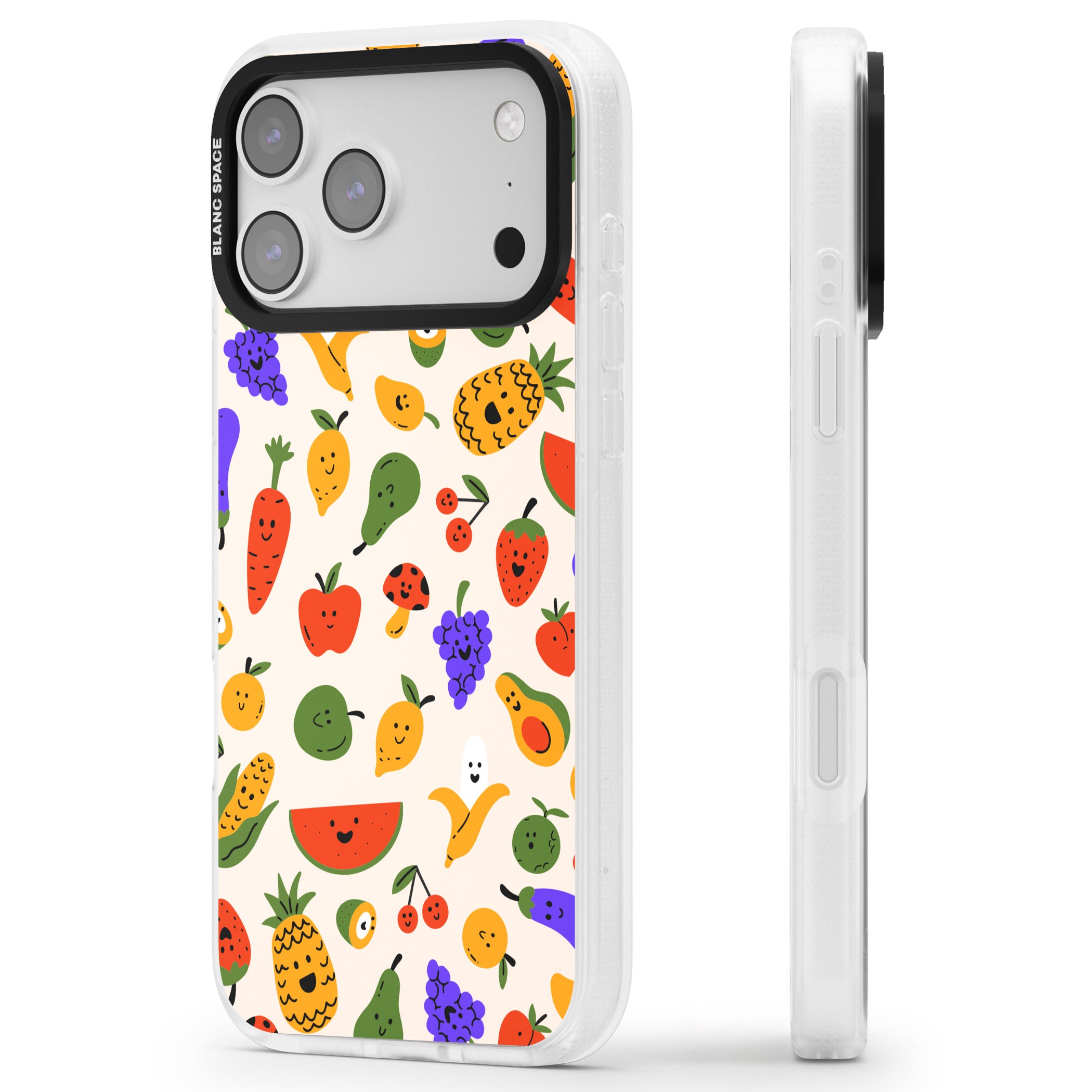 Kawaii Fruit iPhone 17 Pro Impact Air Clear Phone Case Side Profile